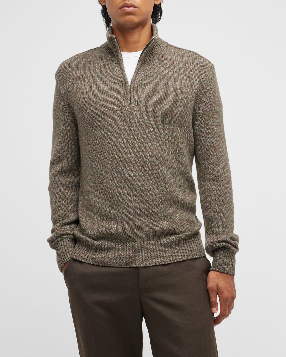 Loro Piana Men's Heast Ribbed Cashmere Sweater | Neiman Marcus