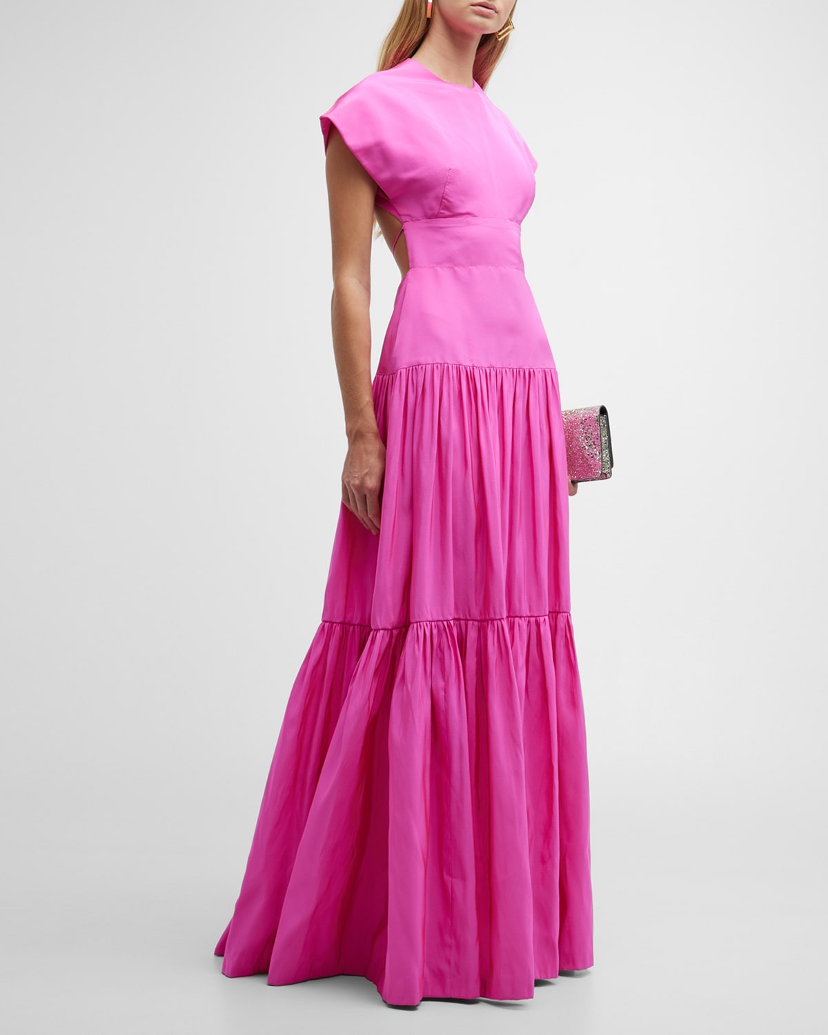 Lela Rose Plaid One-Shoulder Draped Dress | Neiman Marcus
