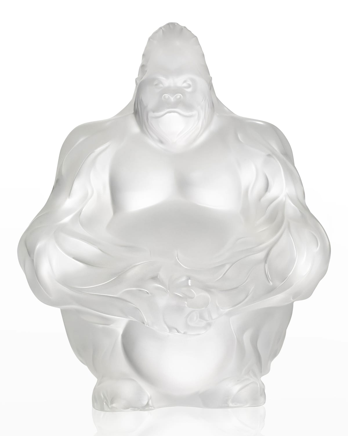 Lalique Crystal Gorilla Sculpture/Figurine, Clear