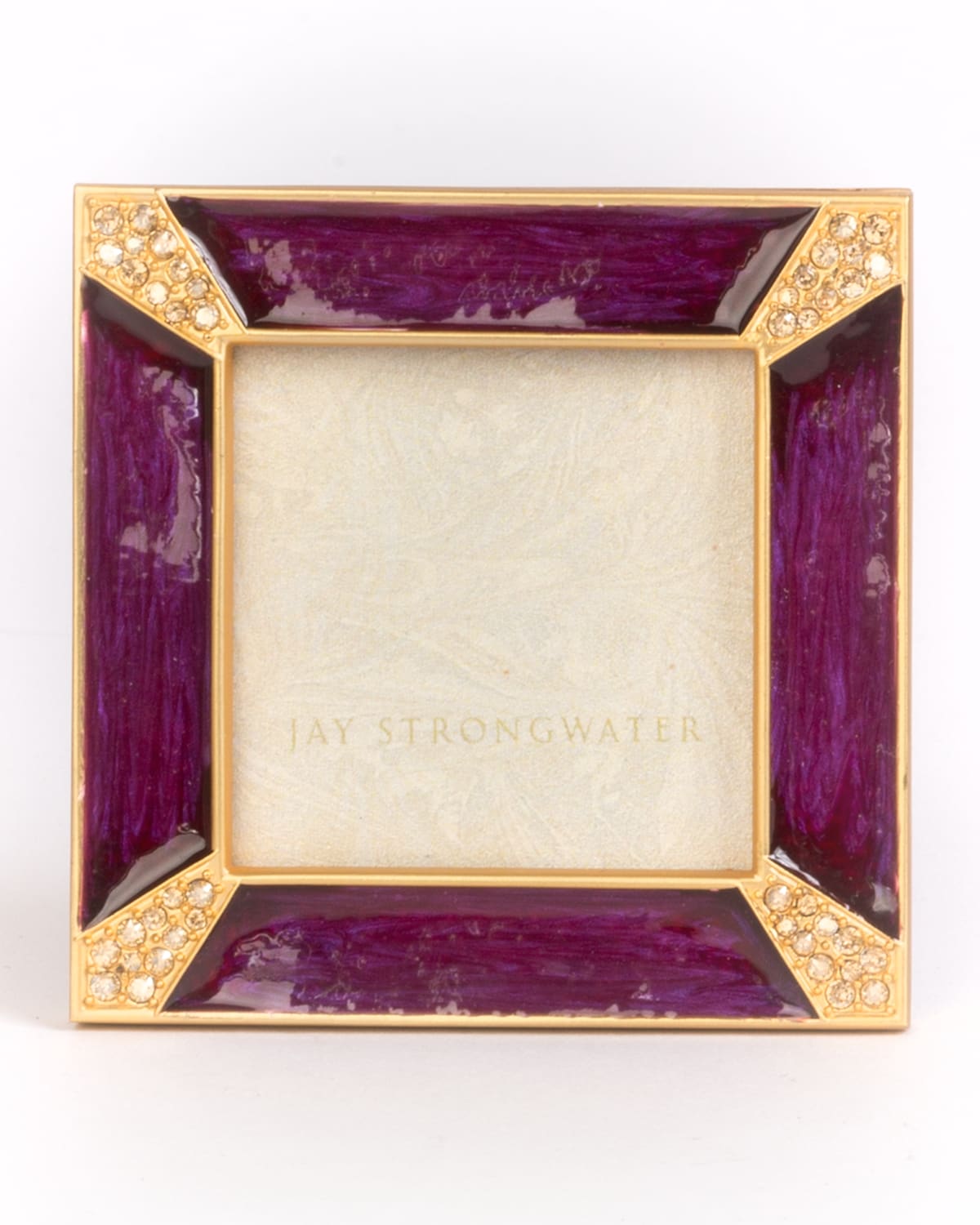 Jay Strongwater Leland Pave Corner Square Picture Frame, Plum