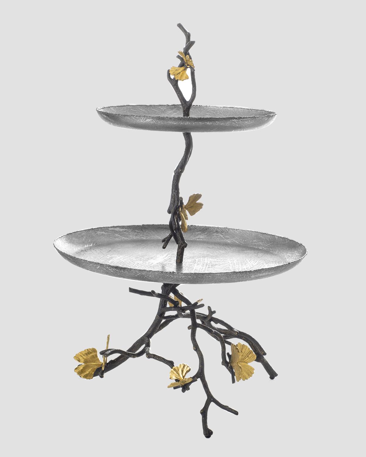Butterfly Ginkgo 2 Tier Etagere