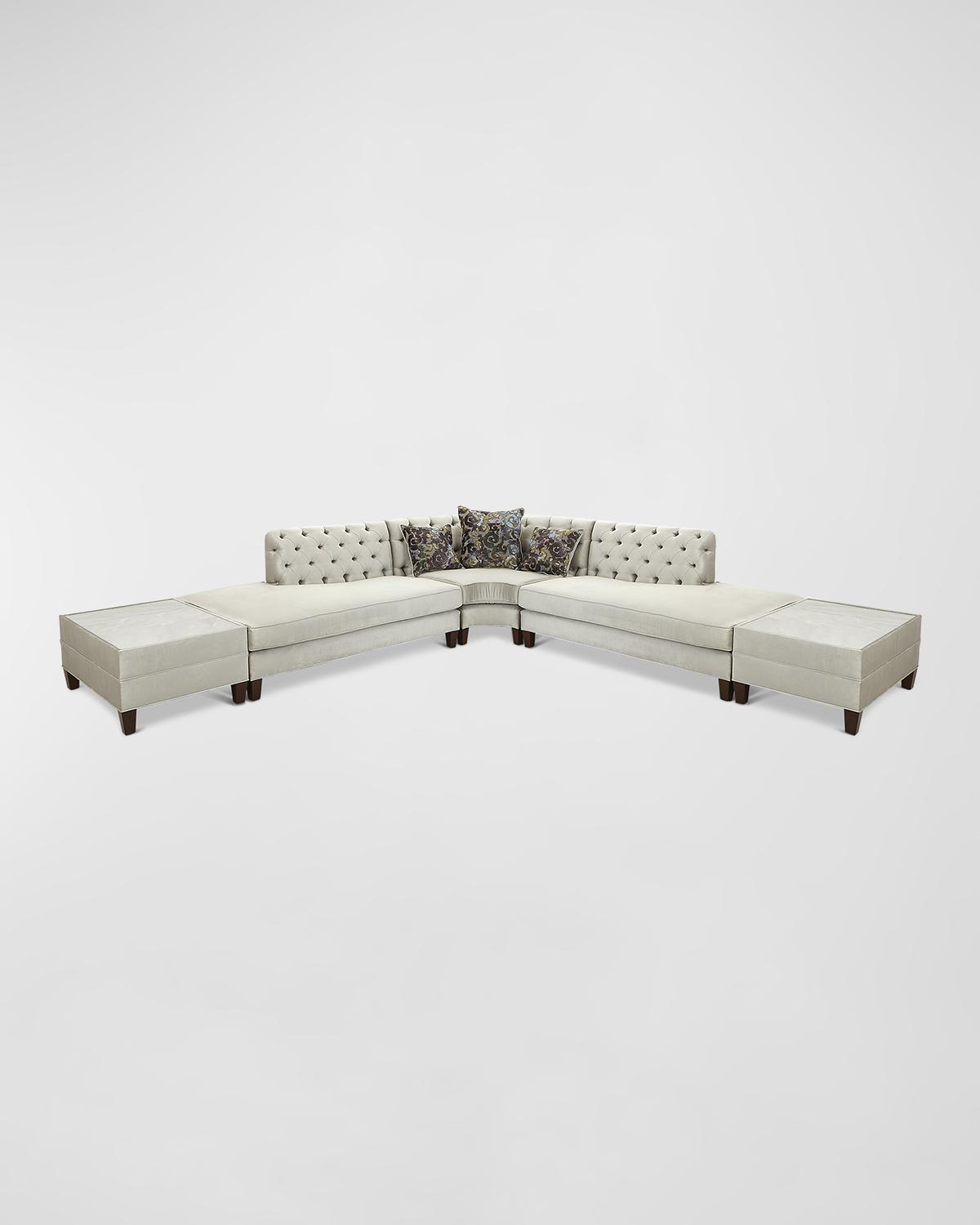 Nina Sectional w/ Two Marble Side Tables