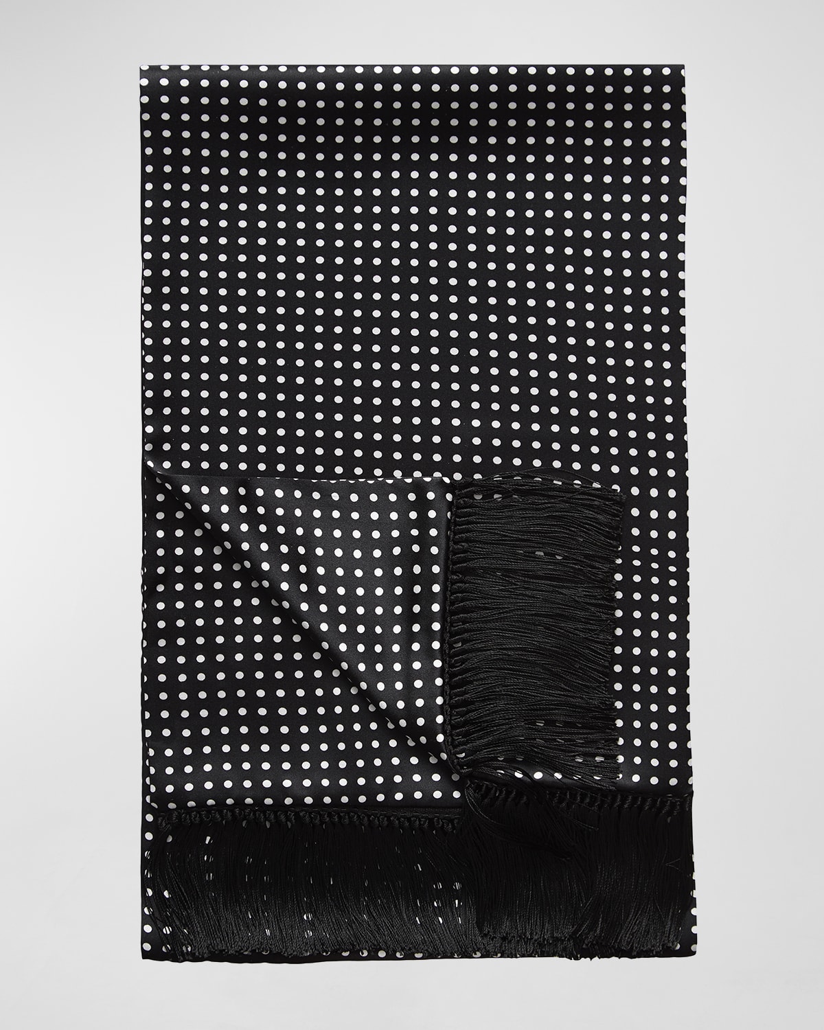 Eton Men's Polka Dot Fringe Silk Scarf
