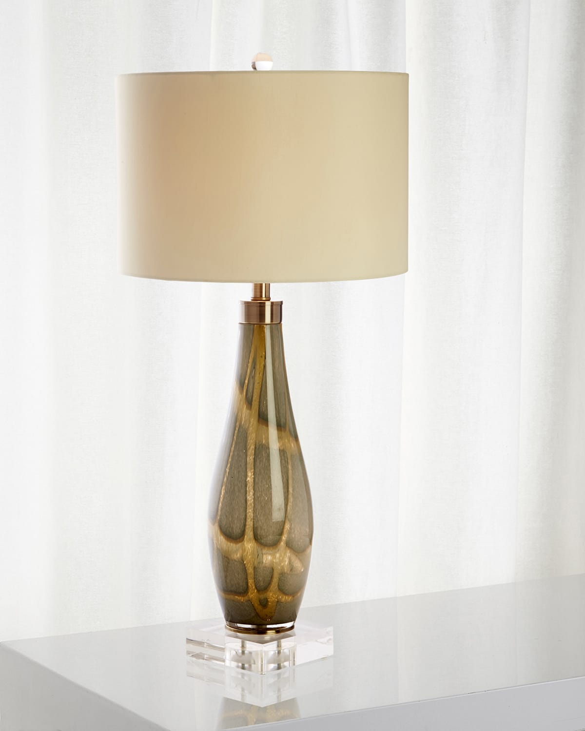  Green & Gold Glass Lamp