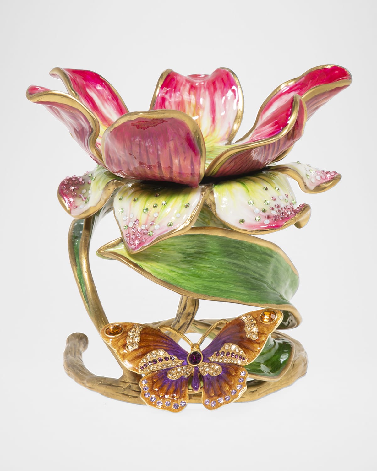 Jay Strongwater Floral 7" Pillar Candle Holder