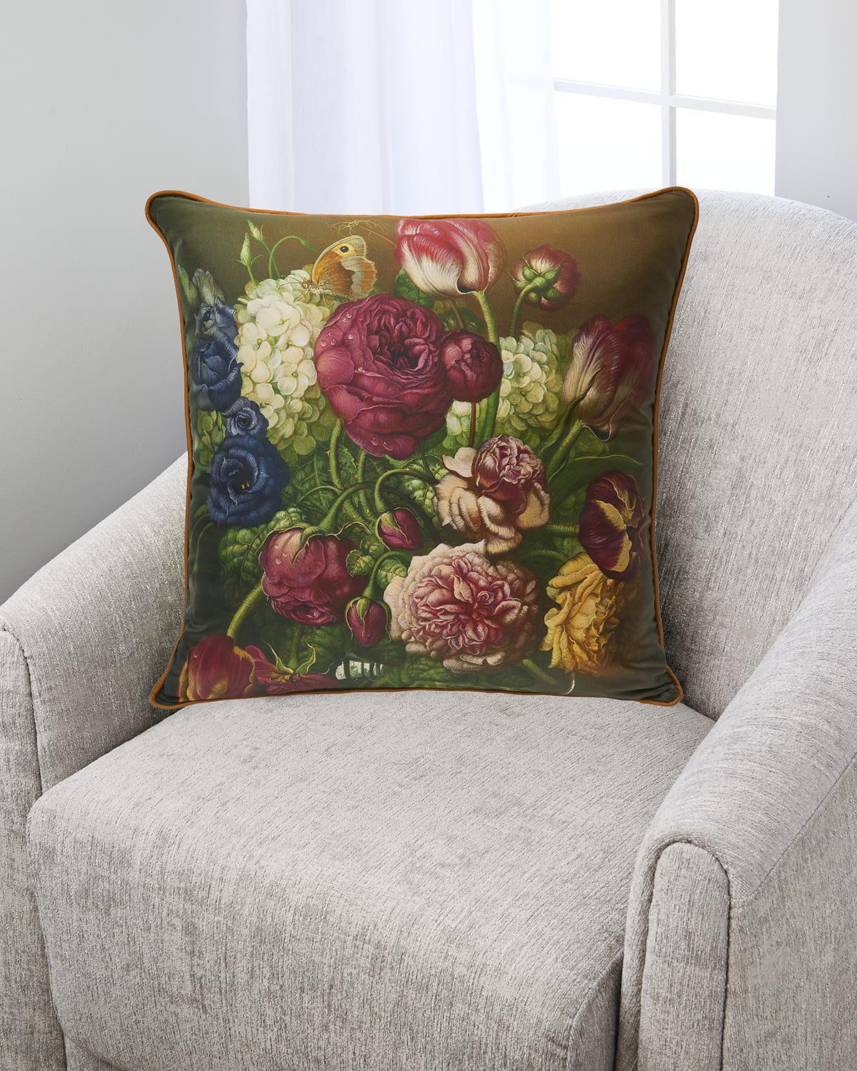 Yana Movchan Floral with Shells & Petals Silk Pillow