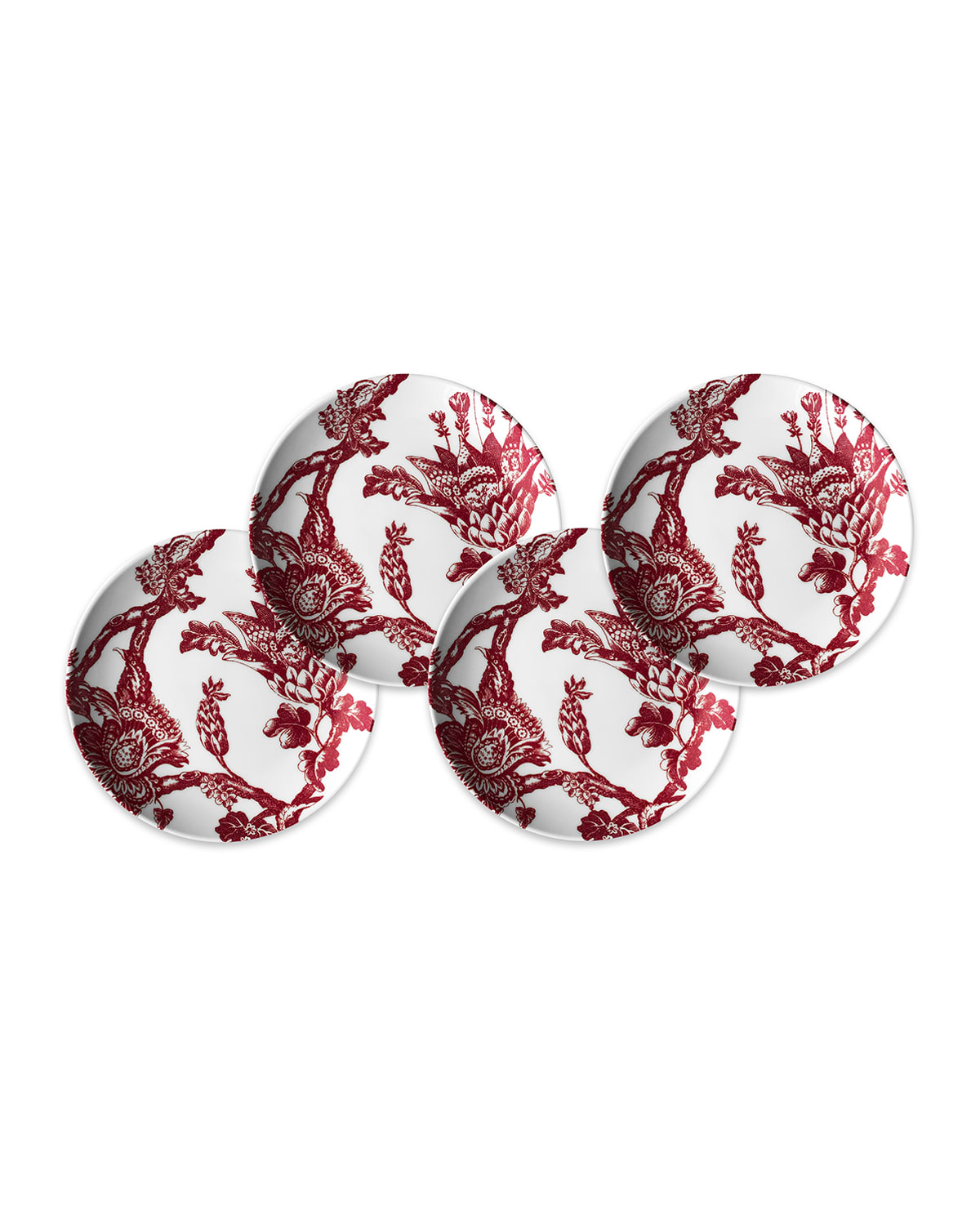 Caskata Arcadia Crimson Canapes Plates, Set of 4