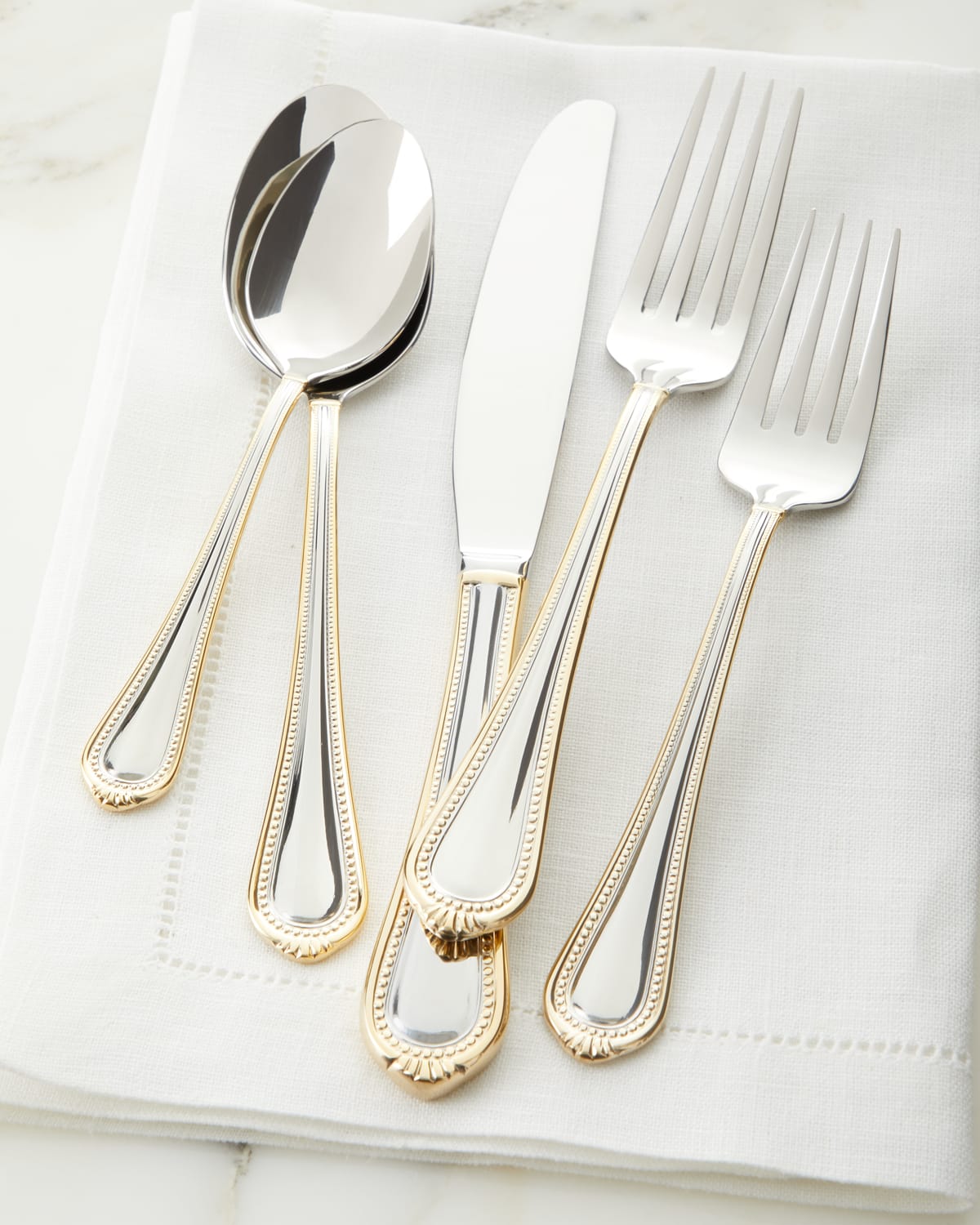 Mikasa Regent Bead Gold 65 PC 24k /& Stainless Steel Flatware Set Service for 12 for sale online