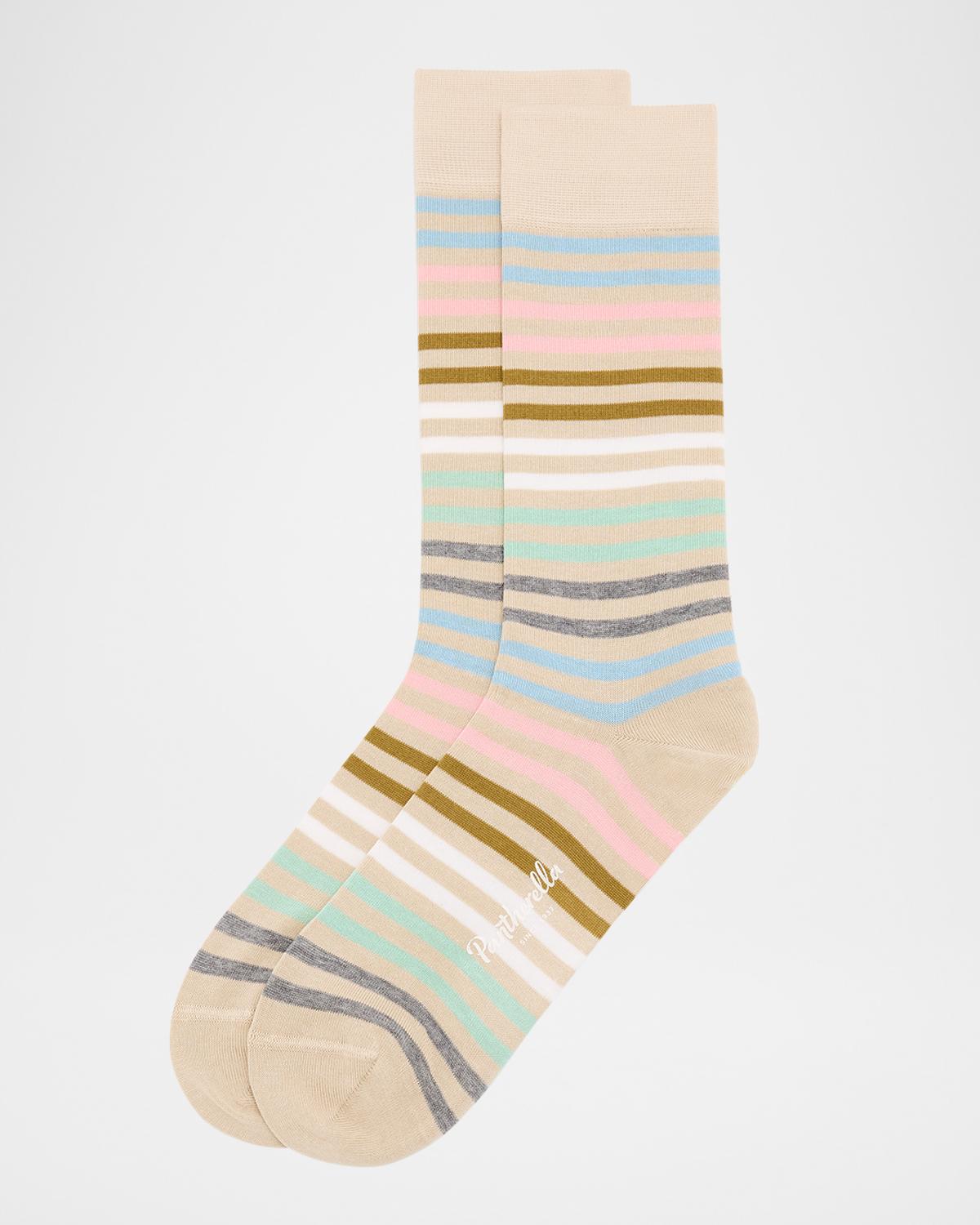 Pantherella Men's Kilburn Striped Mid-Calf Socks