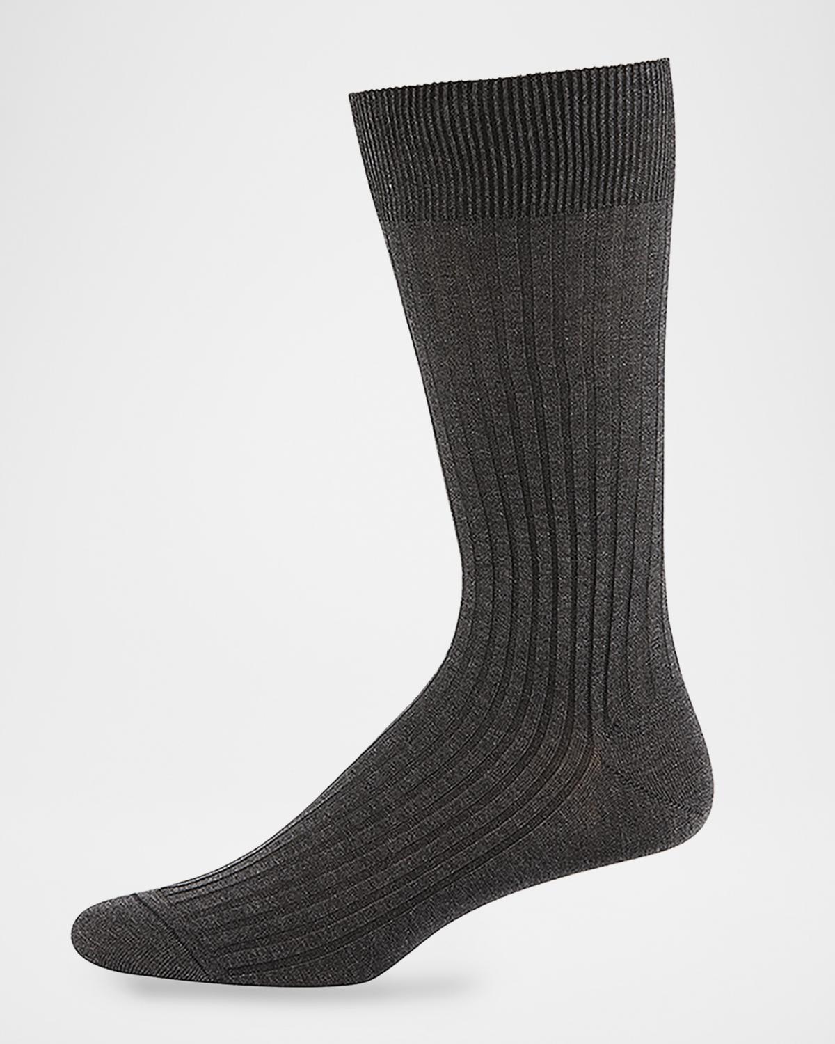 Pantherella Men's Danvers Ribbed Cotton Mid-Calf Socks