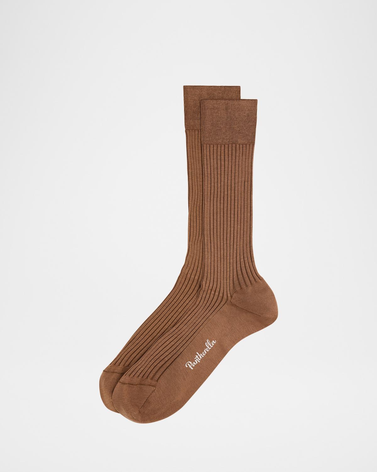 Pantherella Men's Danvers Ribbed Cotton Mid-Calf Socks