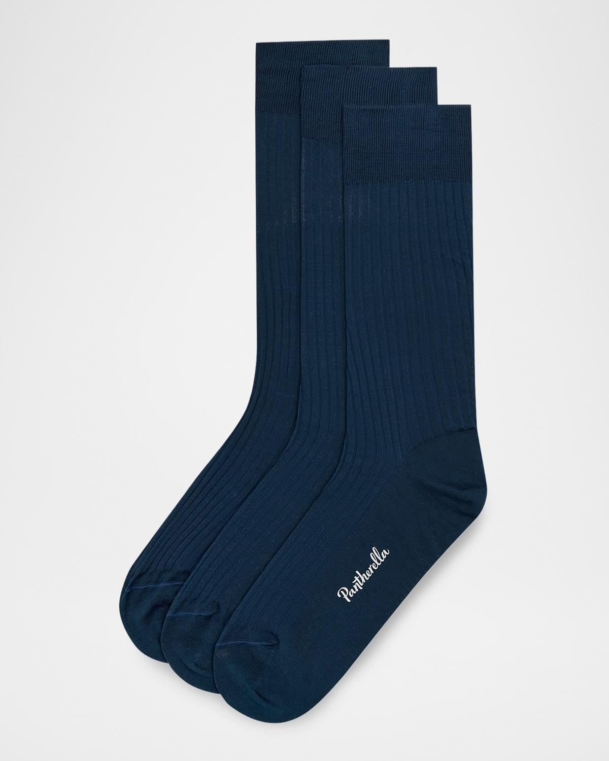 Pantherella Men's Danvers Ribbed Cotton Mid-Calf Socks