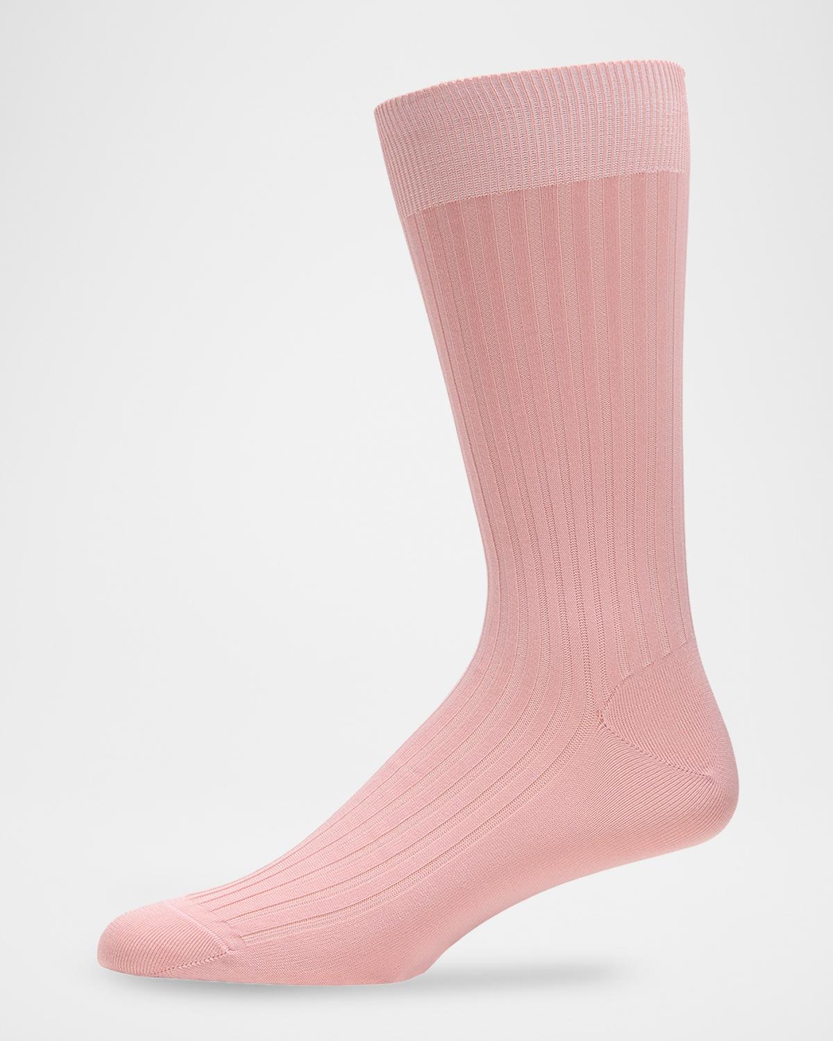 Pantherella Men's Danvers Ribbed Cotton Mid-Calf Socks
