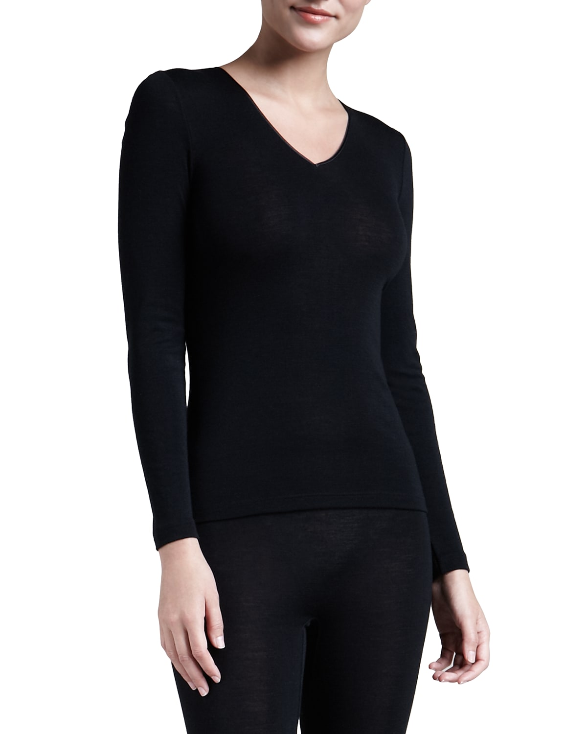 Hanro Wool & Silk Blend V-Neck Top - Women's Clothing