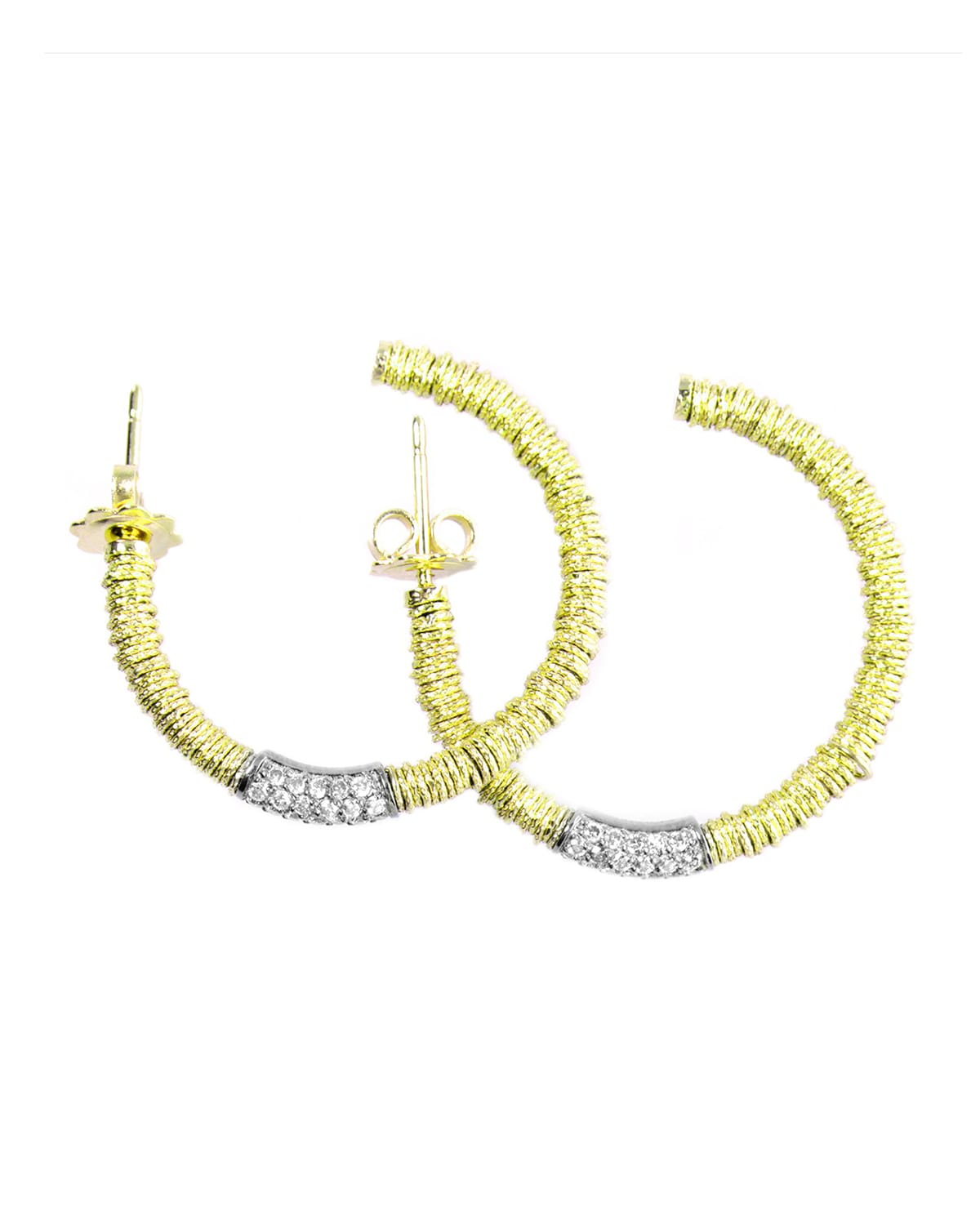 Roberto Demeglio JOY 18k Gold Hoop Earrings w/ Diamond Tube