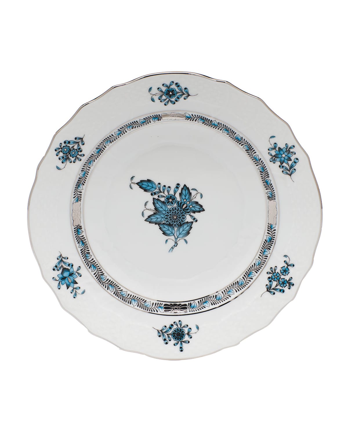 Herend Chinese Bouquet Turquoise & Platinum Salad Plate