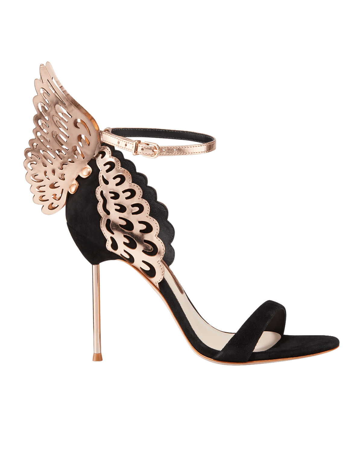 Sophia Webster Evangeline Angel Wing Sandals, Black/Rose Gold