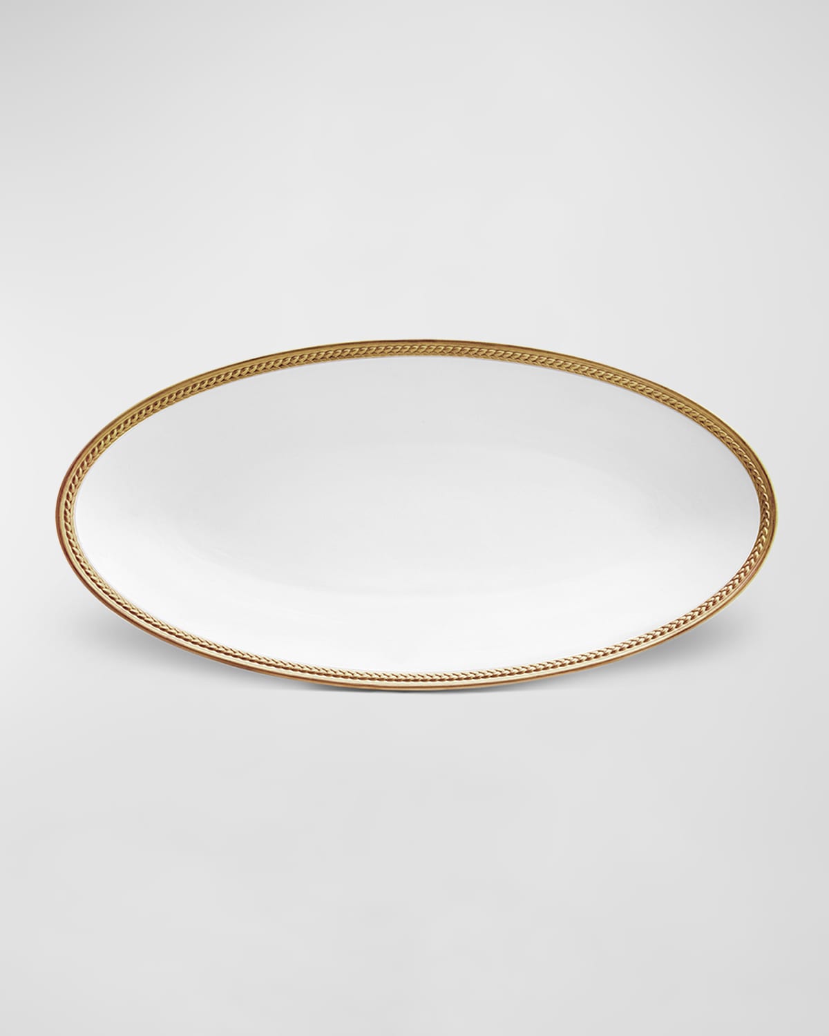L 'Objet Soie Tressee 24K Gold-Plated Oval Platter, 14"