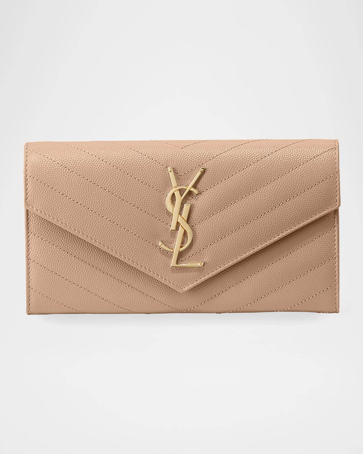 Saint Laurent Cassandre YSL Monogram Large Flap Wallet in Grained Leather