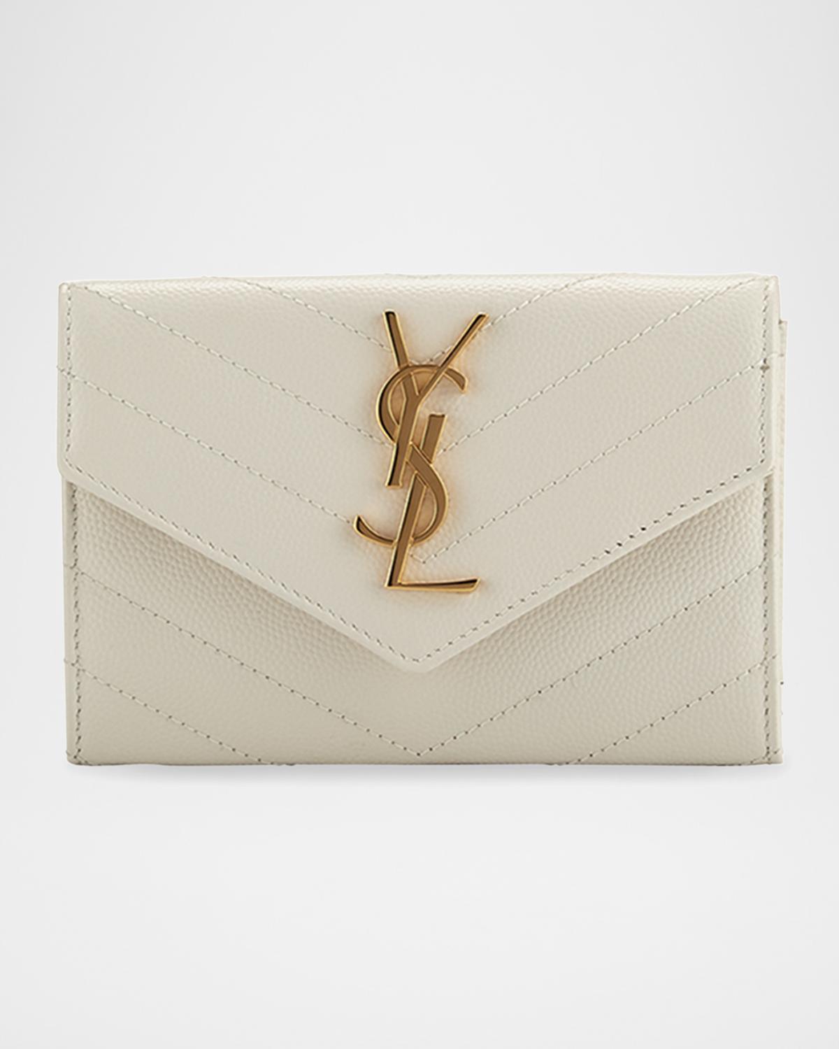 YSL Monogram Small Flap Wallet in Grained Leather