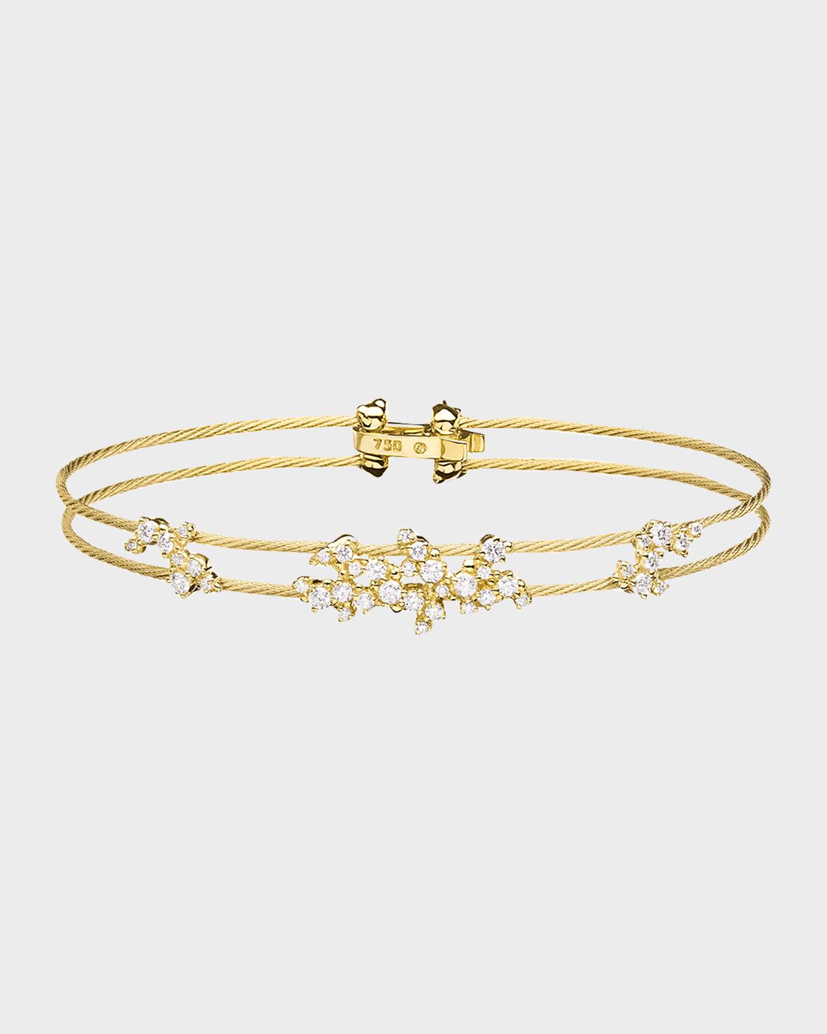 Diamond Confetti Double Wire Bracelet, Yellow Gold