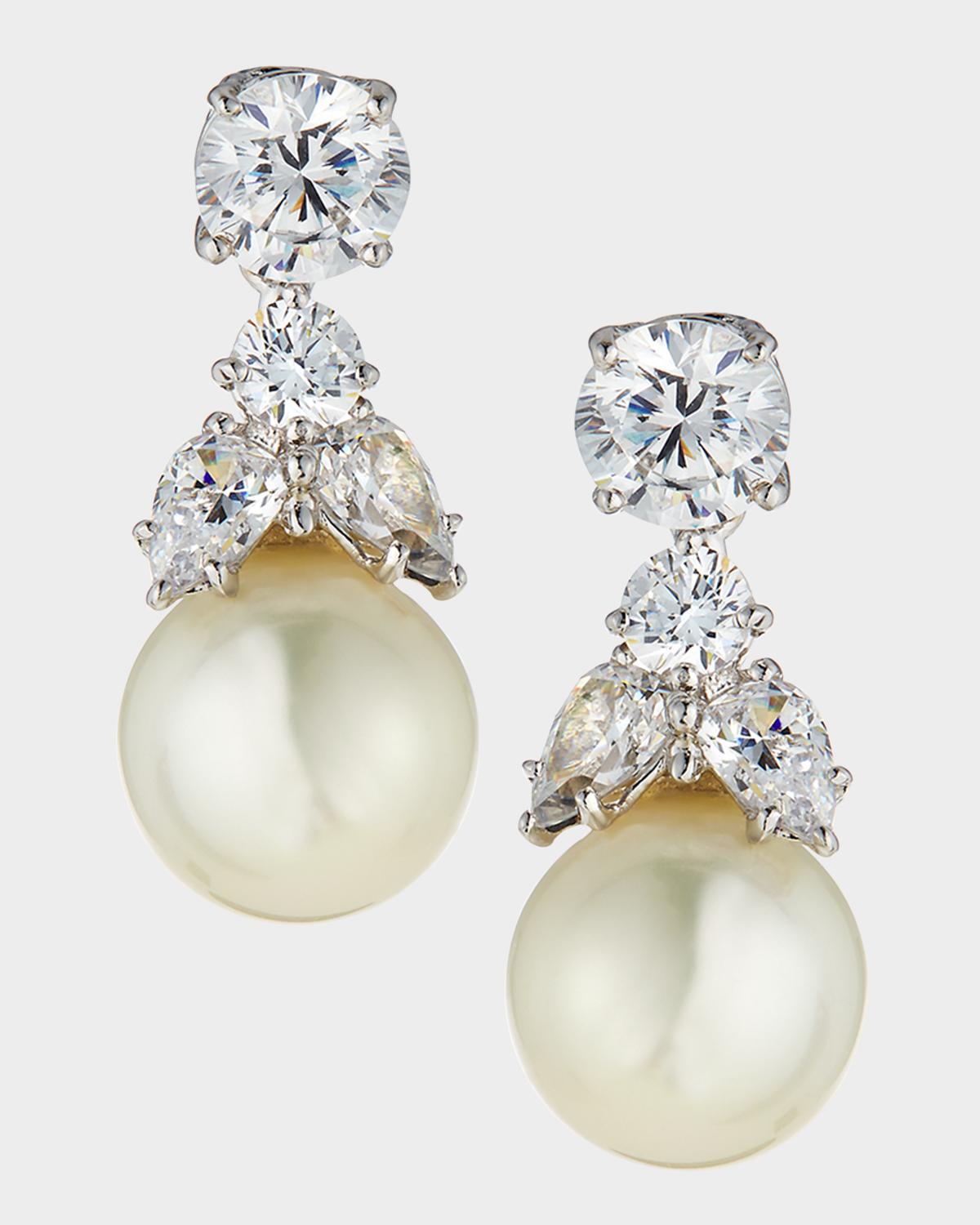 2.50 TCW CZ Stud & Simulated Pearly Dangle Earrings