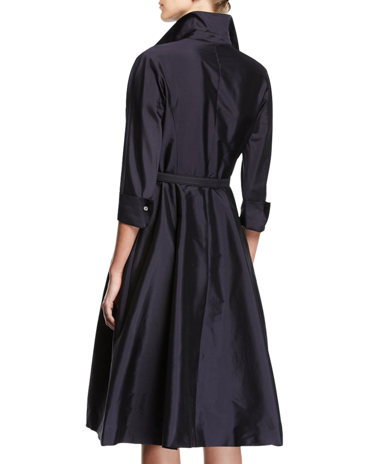 Rickie Freeman for Teri Jon 3/4-Sleeve Belted Midi Shirtdress