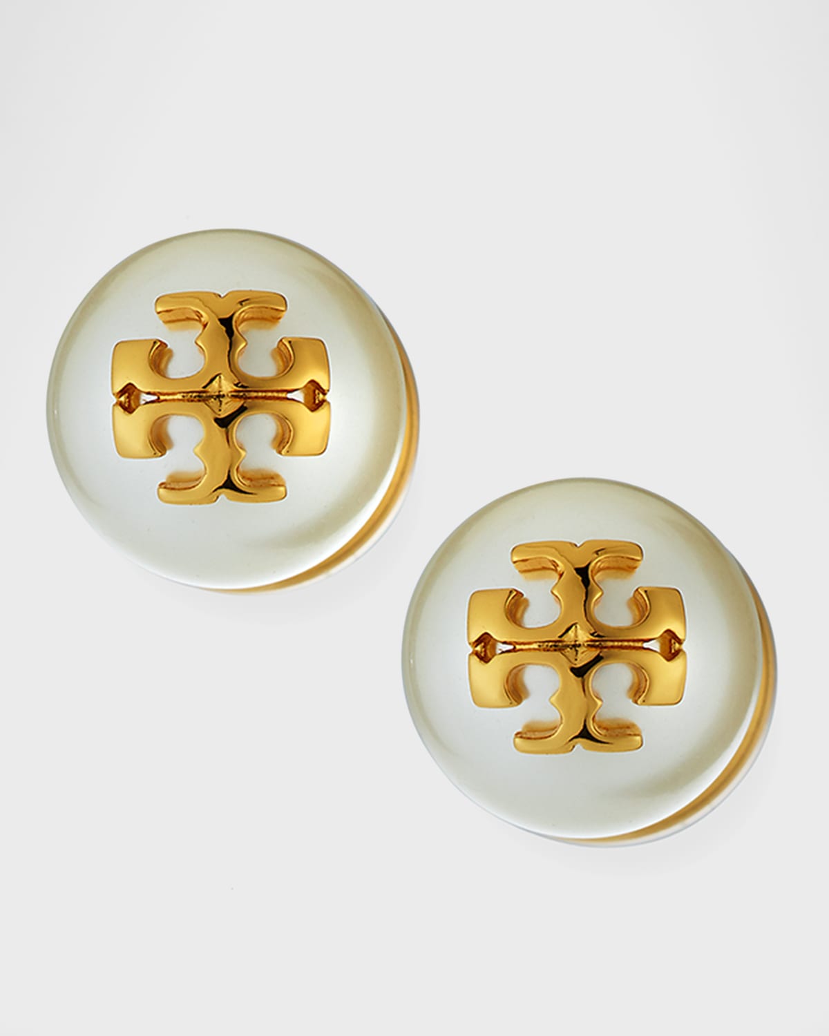 Tory Burch Pearly Logo Stud Earrings