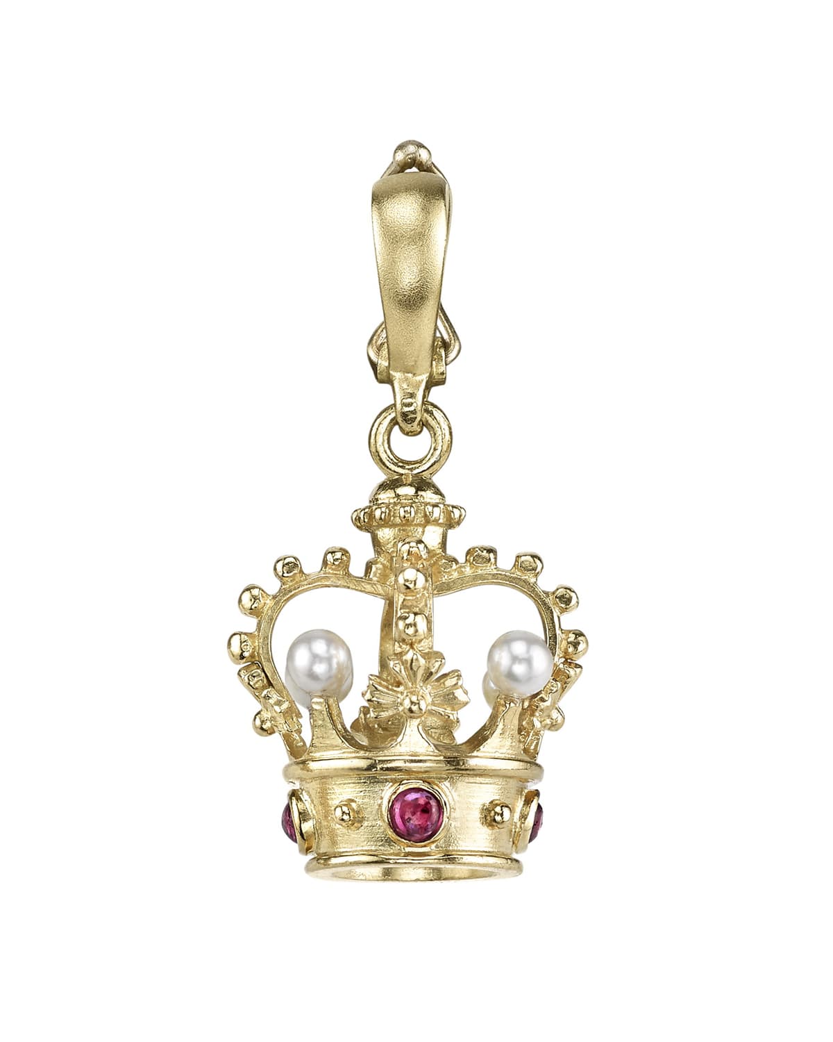 Cynthia Bach 18k Pearl Ruby Crown Pendant Neiman Marcus