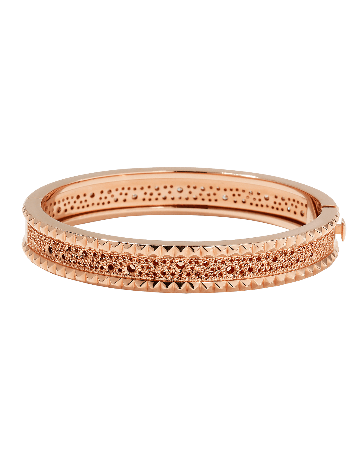 Roberto Coin ROCK & DIAMONDS Slim 18K Rose Gold Bangle