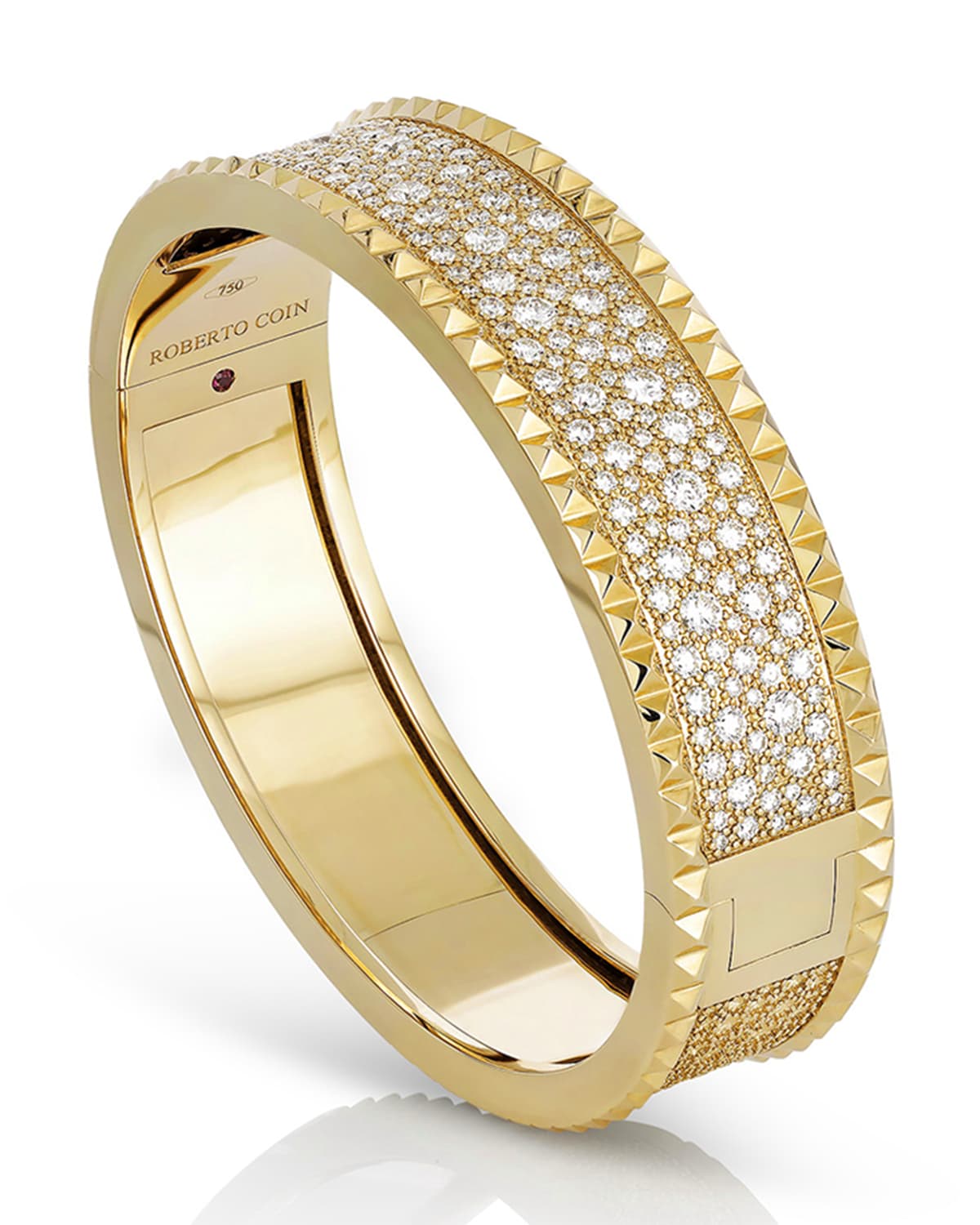 Roberto Coin ROBERTO COIN ROCK & DIAMONDS Wide 18K Yellow Gold Bangle ...