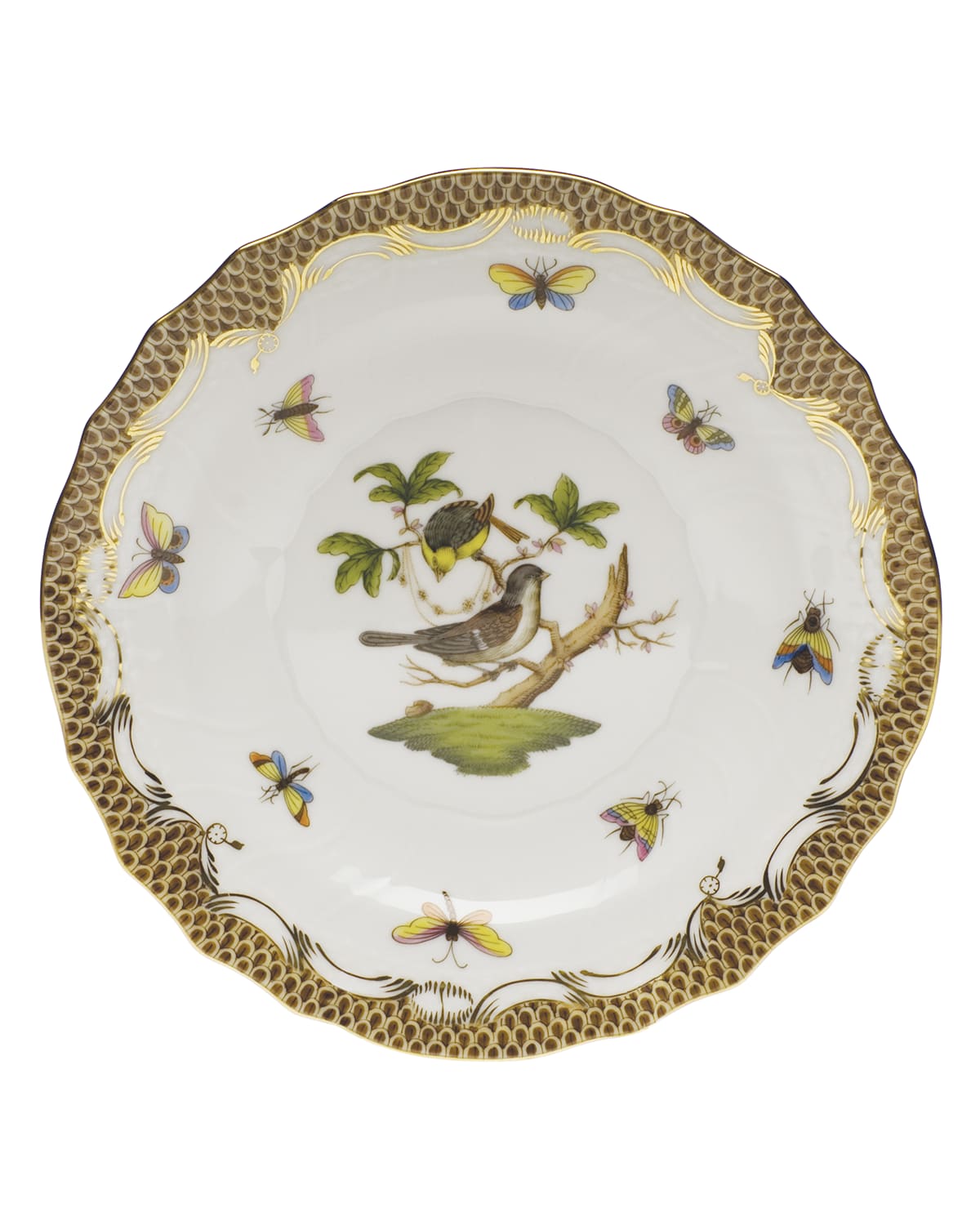 Herend Rothschild Bird Borders Brown Salad Plate #1