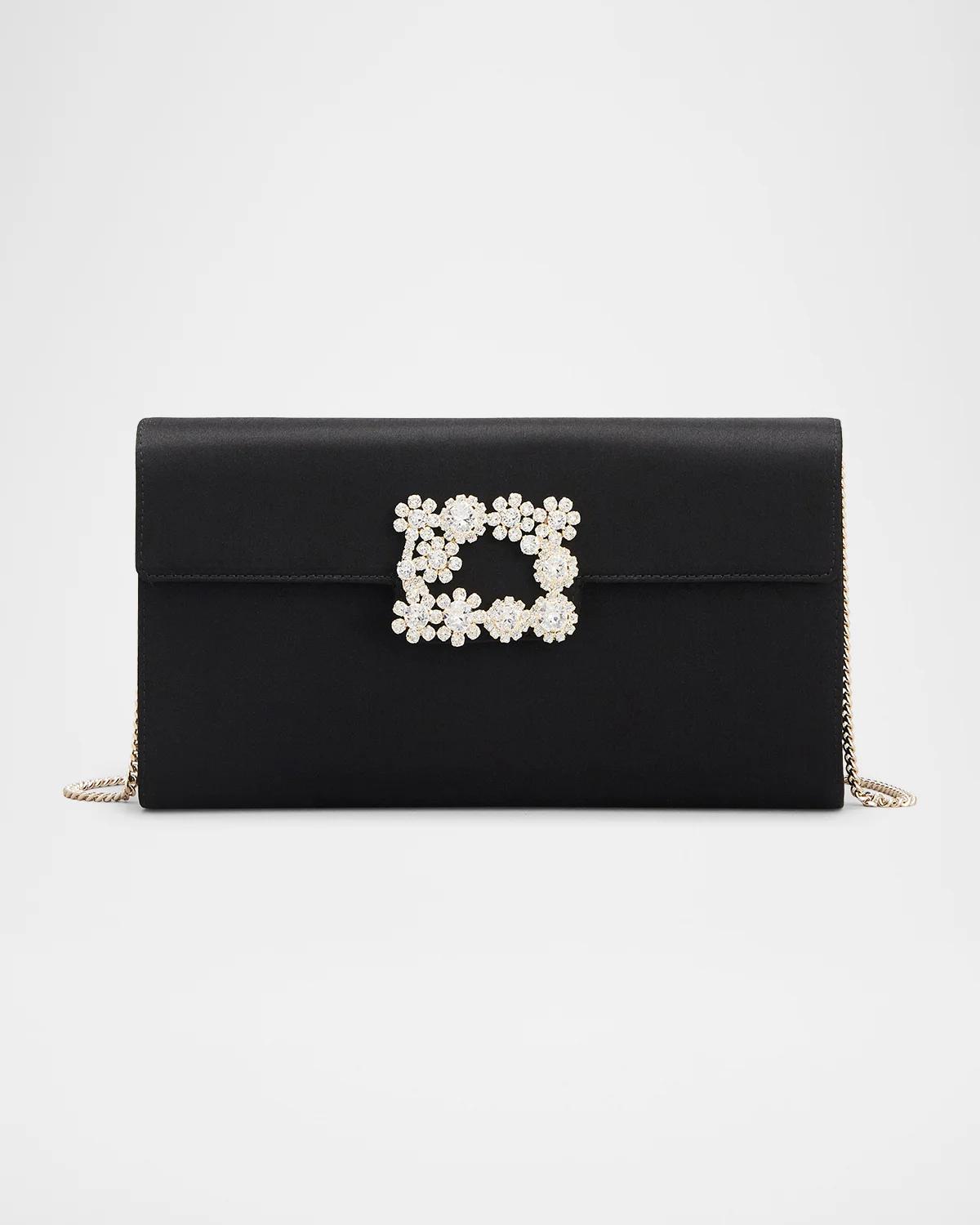 Crystal Buckle Satin Clutch Bag