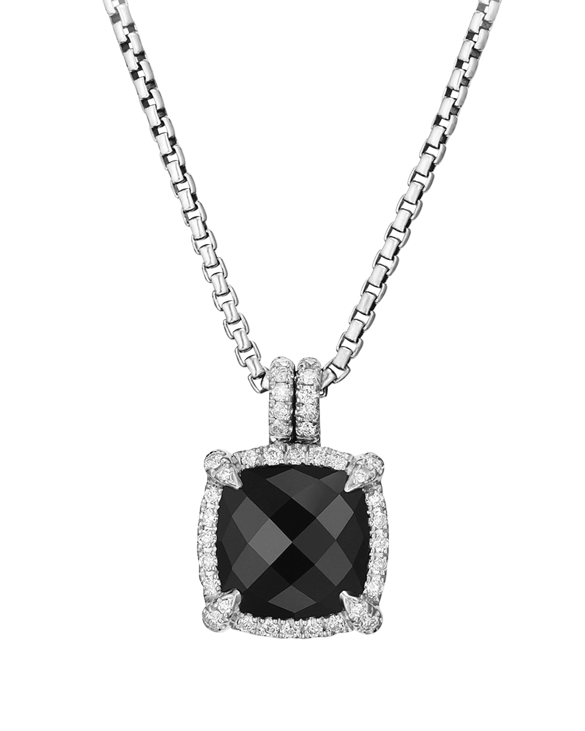 David Yurman 9mm Chatelaine Hampton Blue Topaz Pendant Necklace with Diamonds