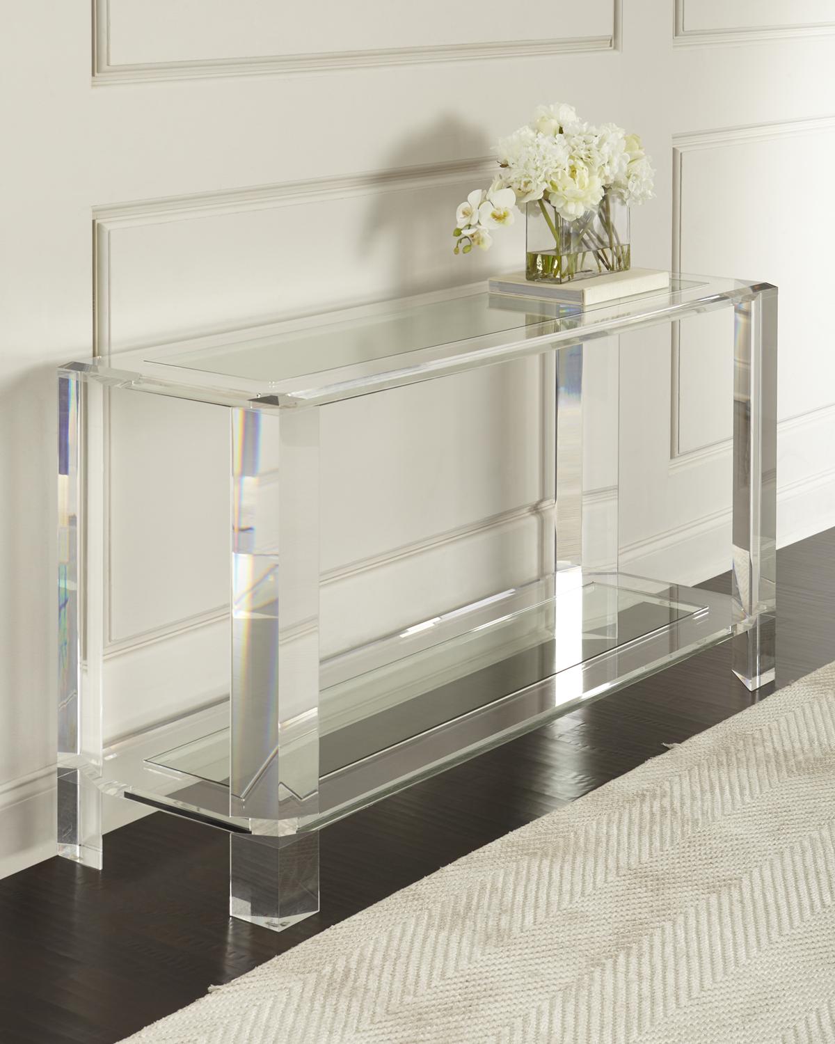 Rectangular Clear Glass Console Table