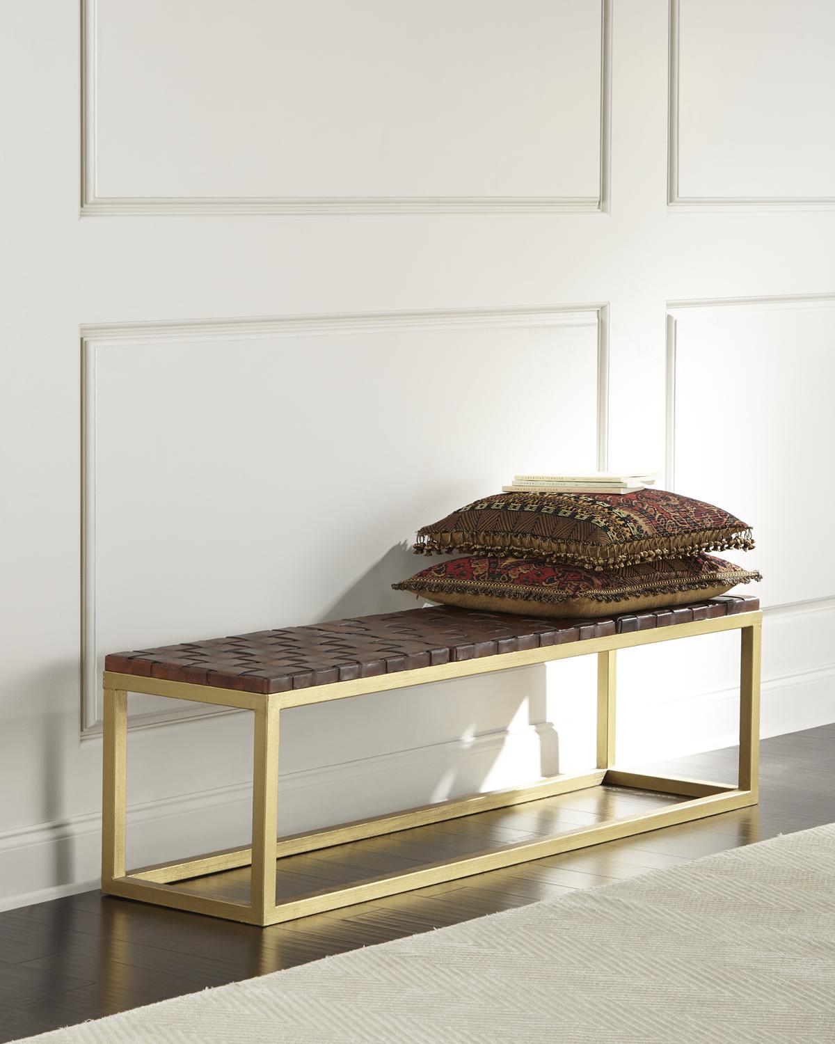 Hildago Woven Leather Bench