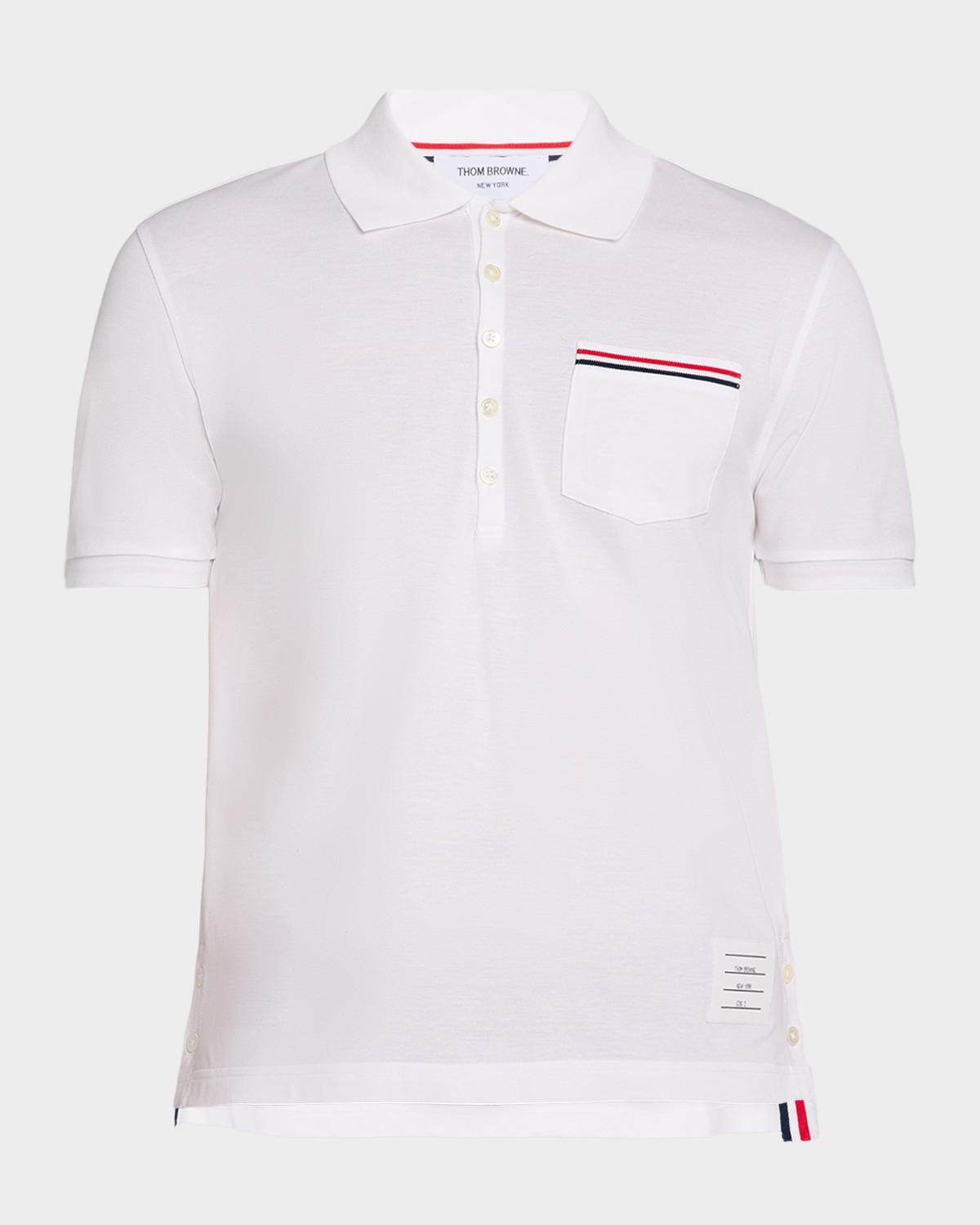 Thom Browne Heather Polo Shirt with Striped Pocket