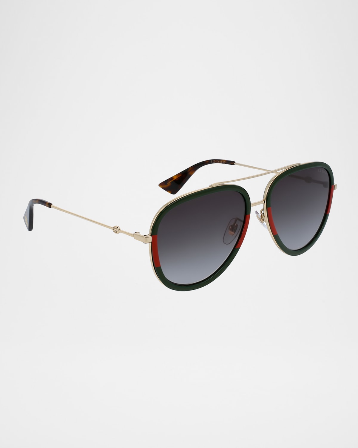 Gucci Web Aviator Sunglasses, Green/Red/Green