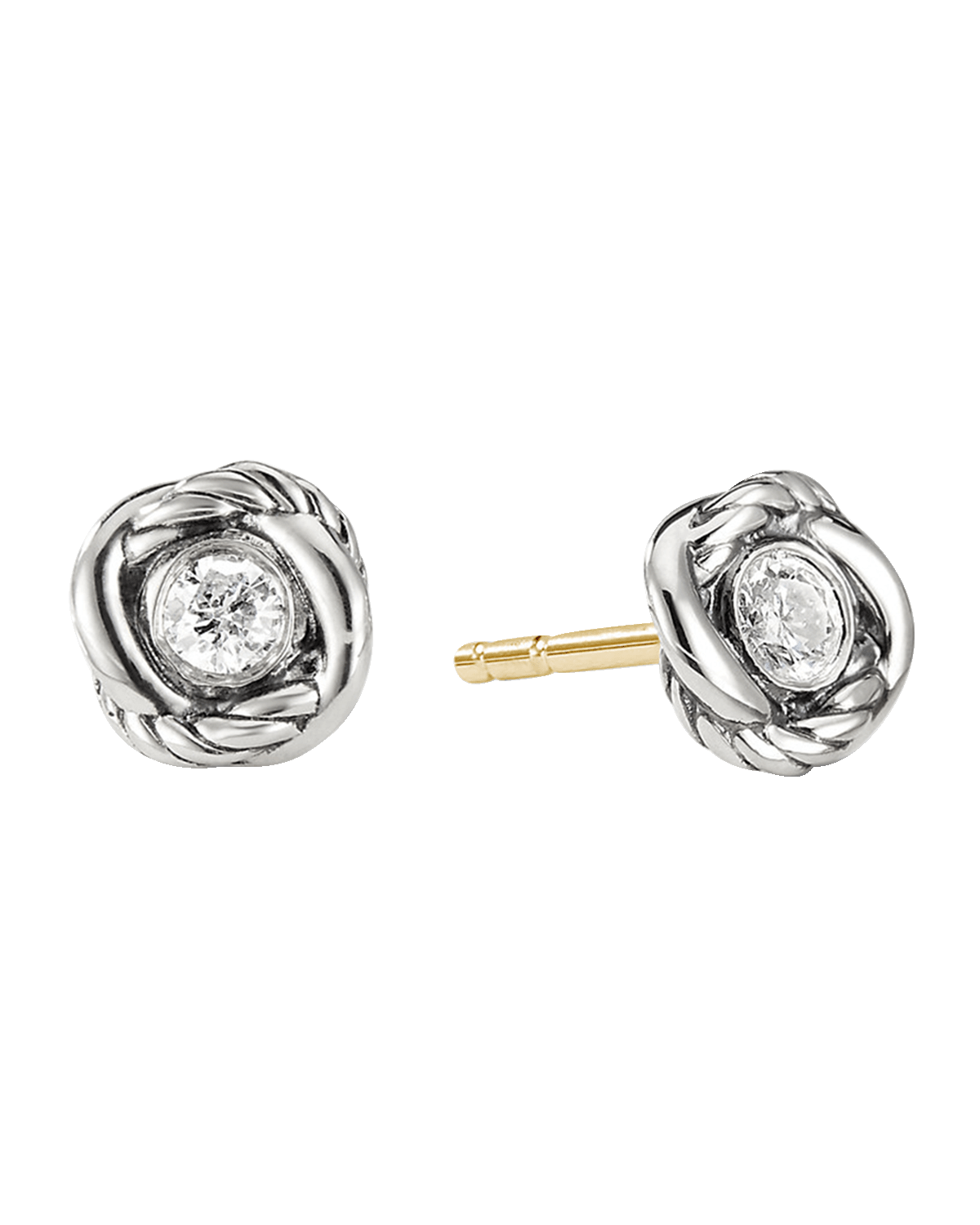David Yurman Infinity Earrings with Diamonds and Silver, 7mm