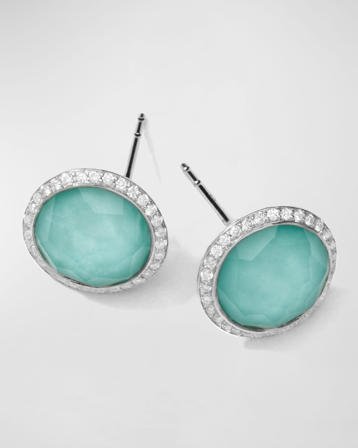 Ippolita Small Stud Earrings in Sterling Silver with Diamonds