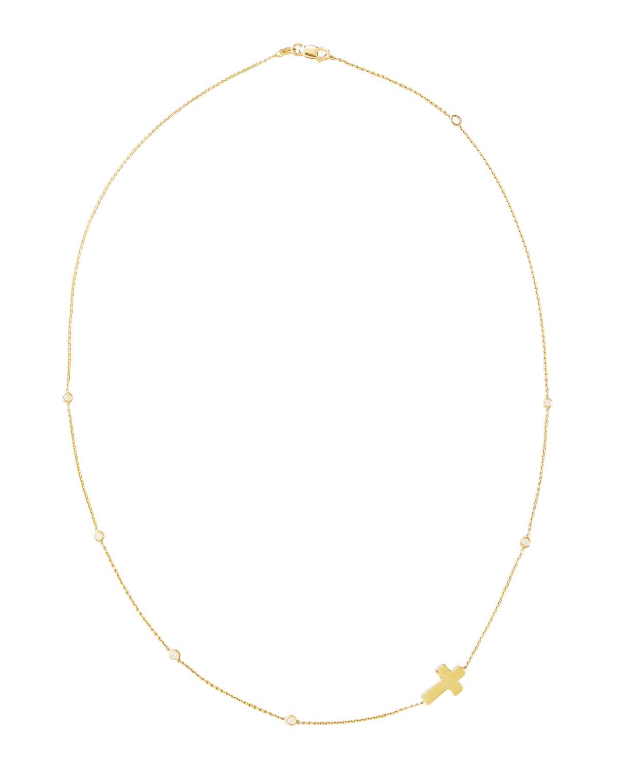 Roberto Coin Integrated Diamond Cross Necklace, Yellow Gold