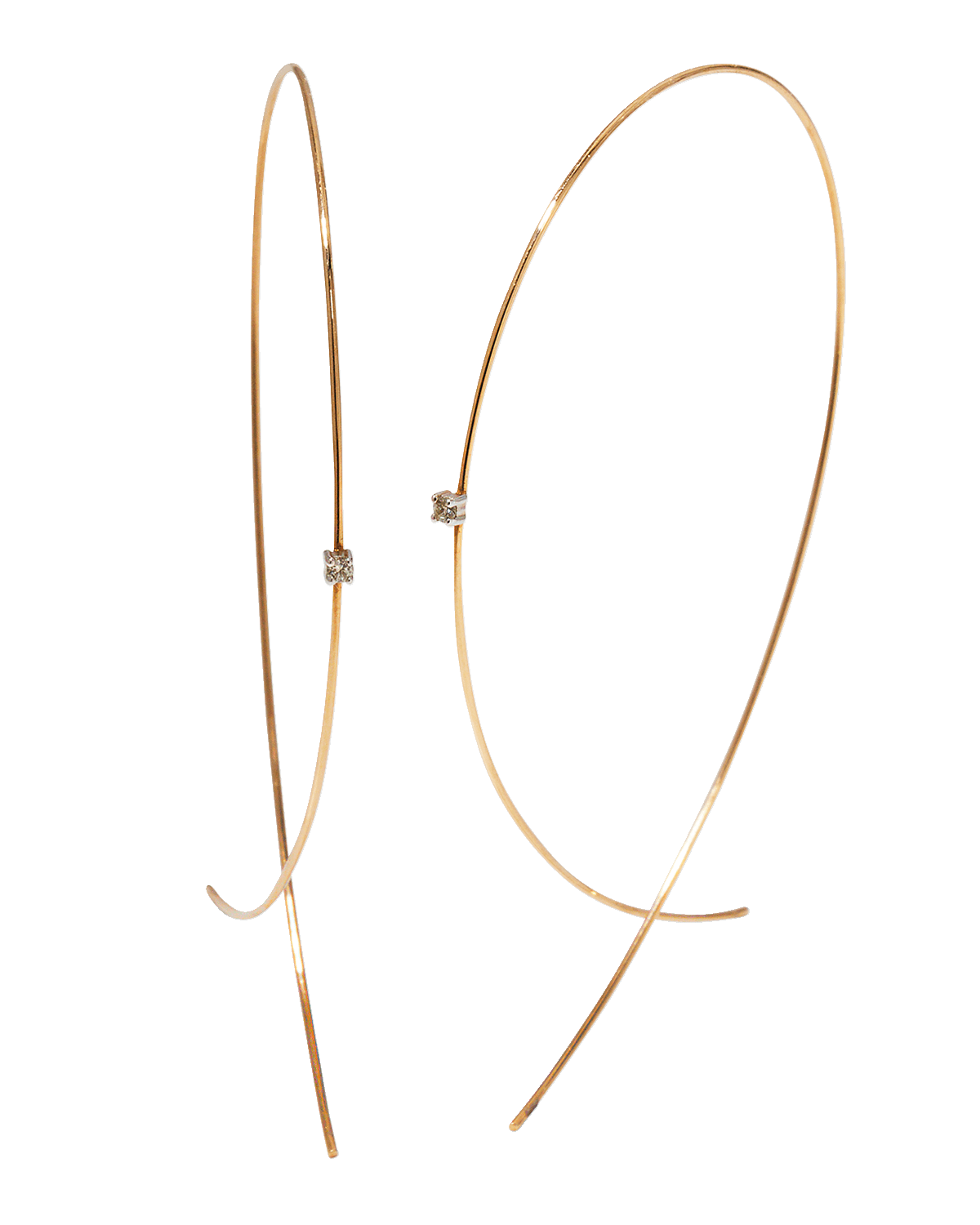 LANA Large Upside Down Hoops with Diamonds