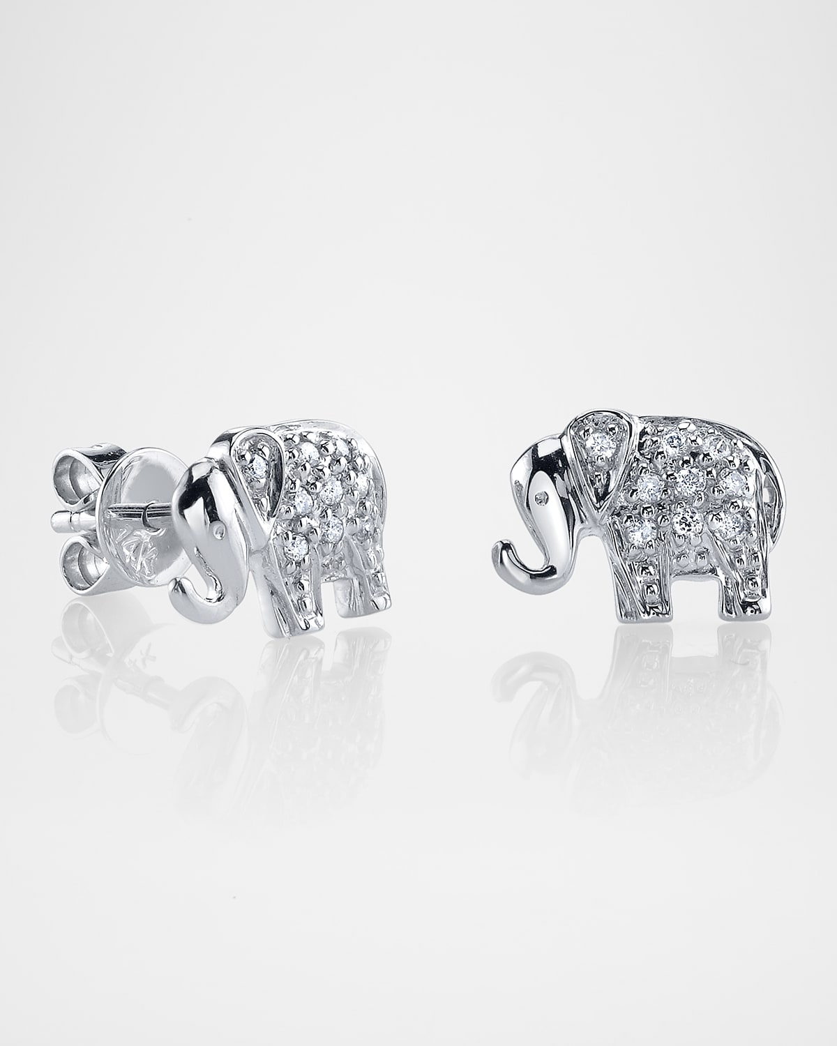 Sydney Evan 14K Diamond Elephant Stud Earring, Single