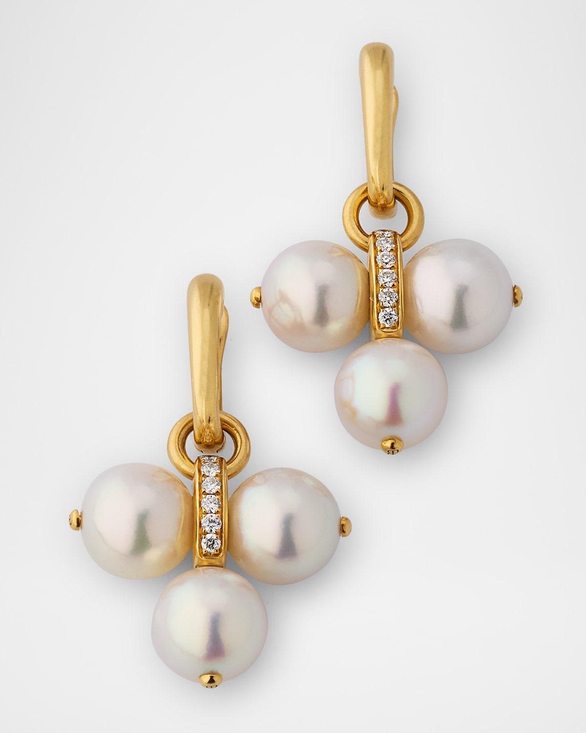 Belpearl Detachable Akoya Pearl Trio Drop Earrings with Diamonds