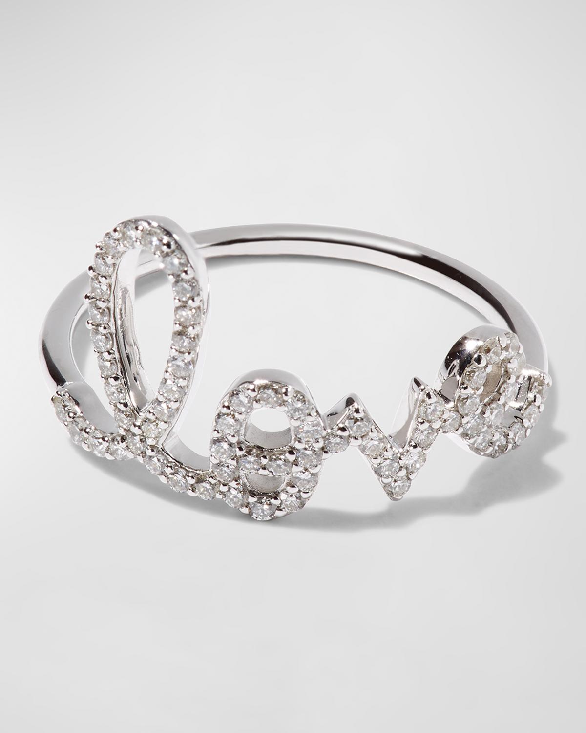 Large Love 14K Gold Ring with Diamonds