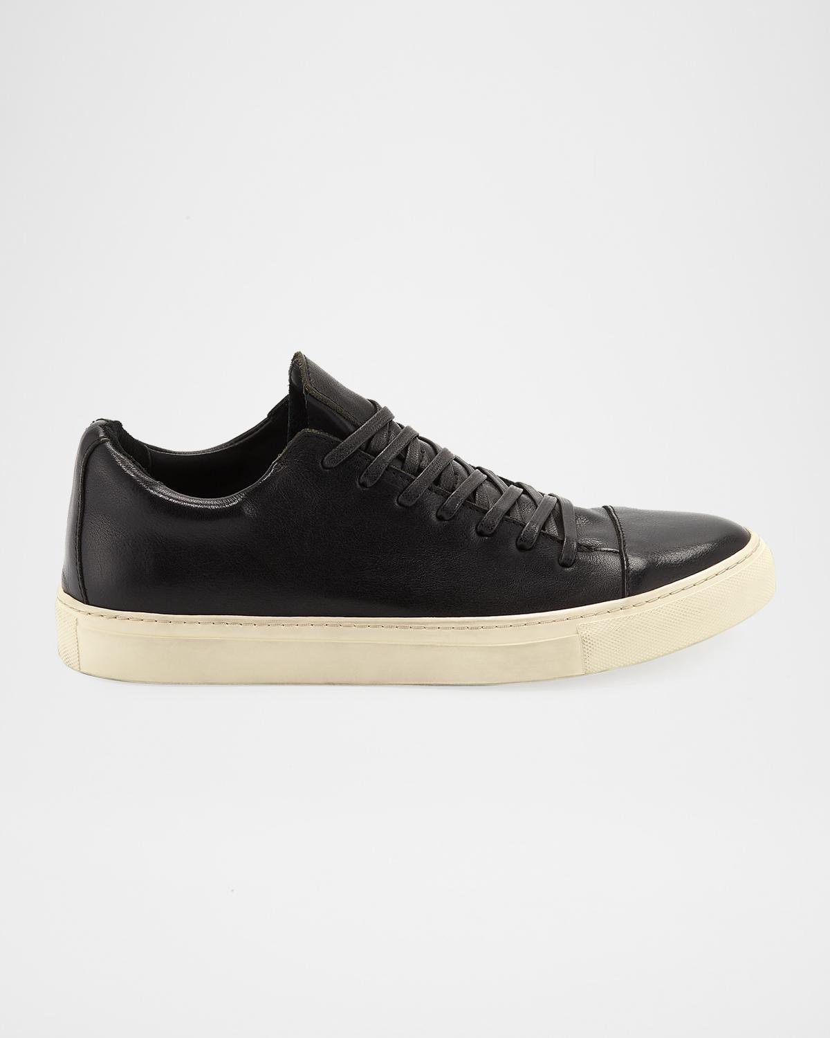 John Varvatos Men's Reed Leather Low-Top Sneakers, Black