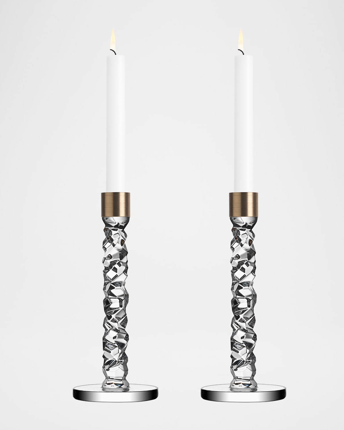 Orrefors Carat Brass Candlesticks, Set of 2