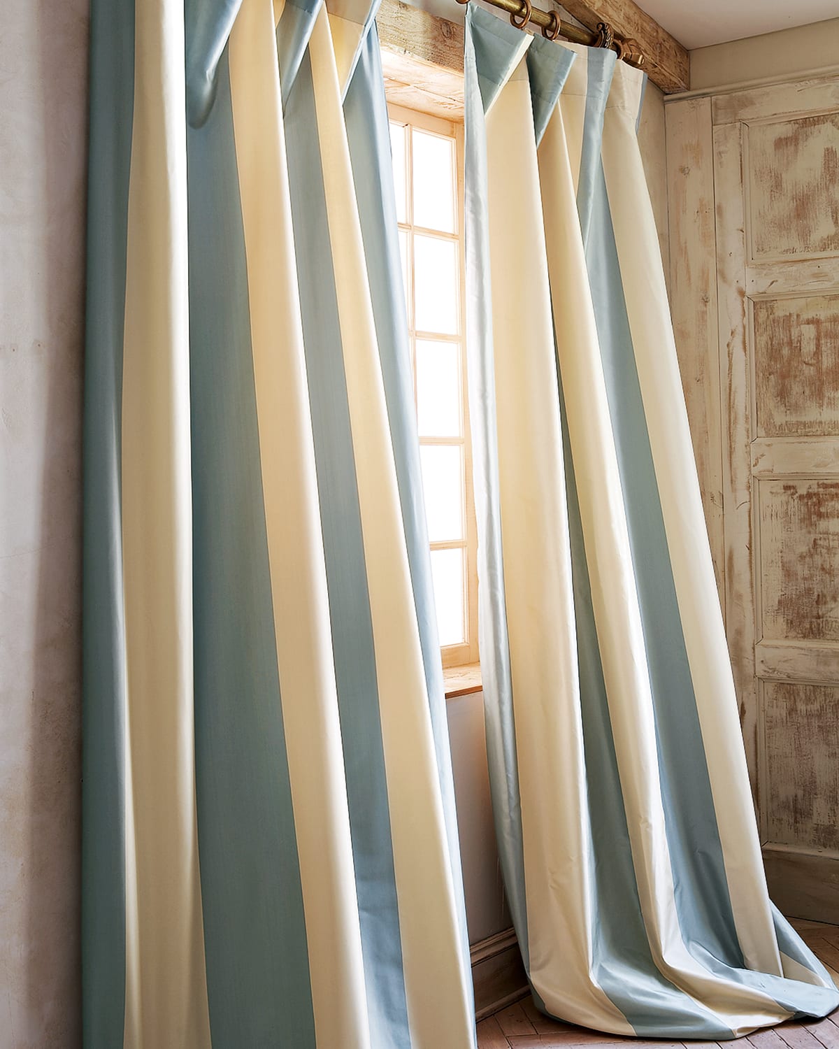 100% Silk Taffeta Stripe Curtains 52" wide by Neiman Marcus 