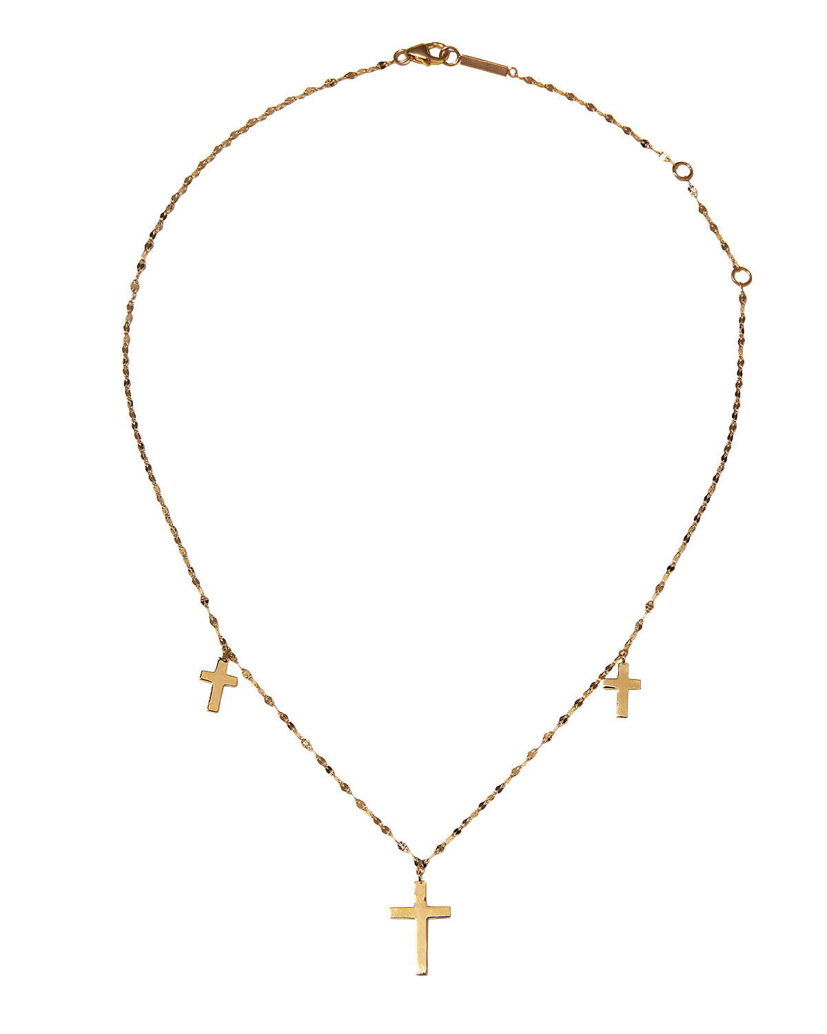 LANA Triple Cross Necklace in 14K Gold