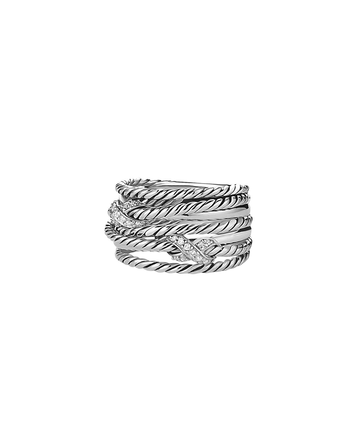 David Yurman Double X Crossover Ring with Diamonds